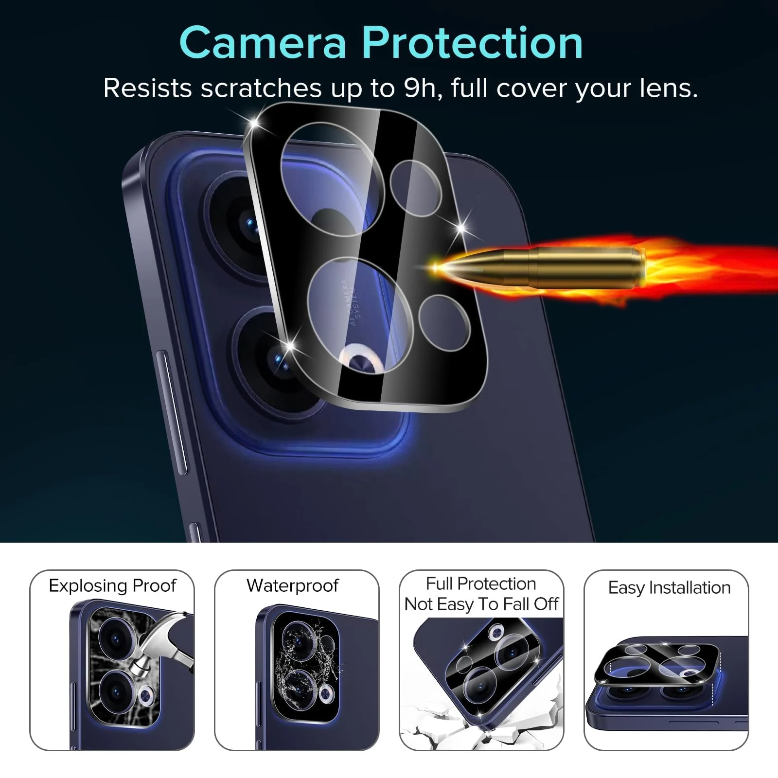 DL3 Mobilak OPPO Reno 13 5G /Reno13 5G Camera Lens Protector Tempered Glass Screen Protector HD [Full Coverage][Anti-Scratch] Drop Protection Ultra Clear/Thin Lens Protector Case - Black