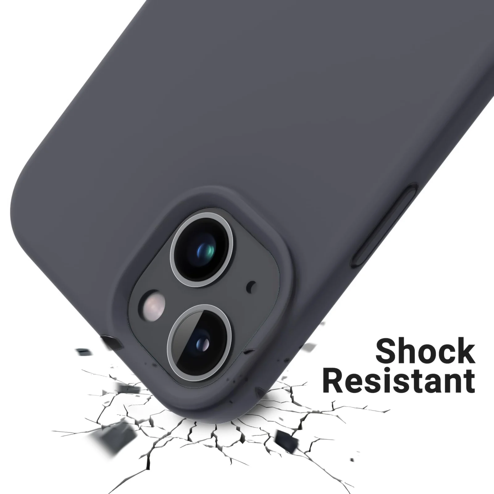 DL3 Mobilak Liquid Silicone Protective Case for iPhone 14 (6.1 Inch) with Camera Protection and Microfiber Lining - Dark Gray