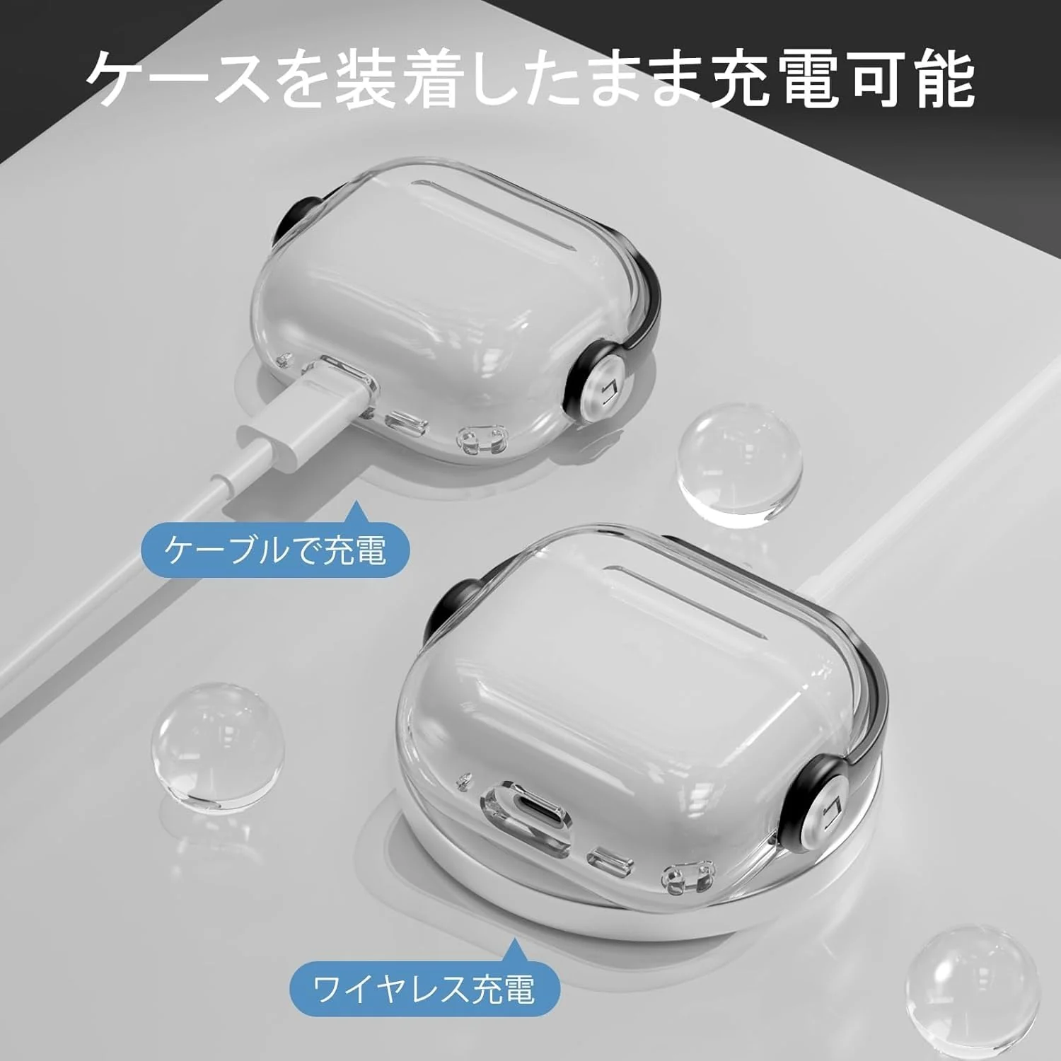 DL3 Mobilak Case for Apple AirPods 4 [With Closure Lid] [Front LED Visible] [With Wrist Strap] Skin Case Compatible with AirPods 4(2024) - Clear Black