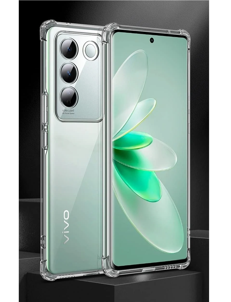 DL3 Mobilak Case Compatible with Vivo V27e, Cover Silicone Transparent TPU Gorilla Anti-shock Protector Camera Shockproof Corners - Clear