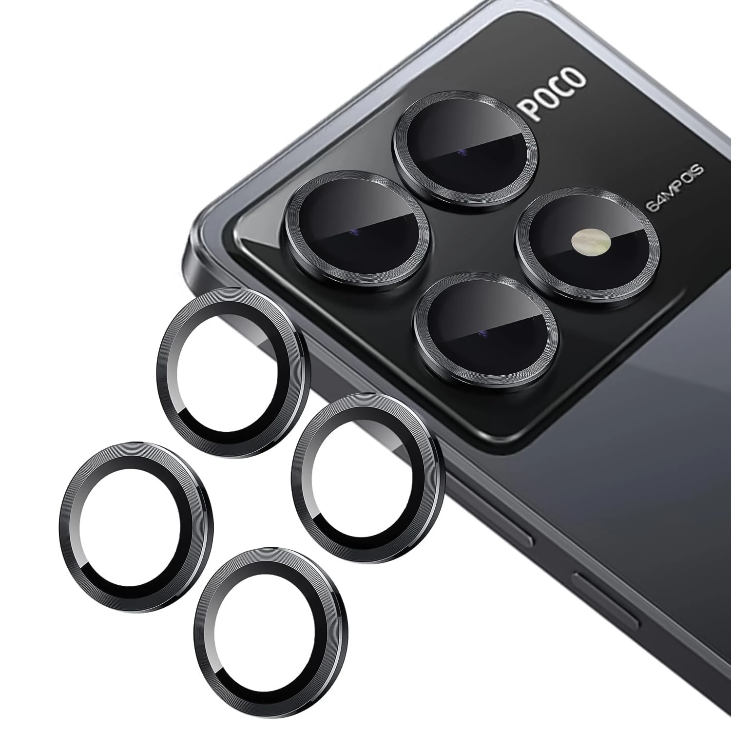 DL3 Mobilak Camera Lens Protector for Xiaomi POCO X6 Pro 5G Accessories, 9H Tempered Glass Metal Individual Ring Camera Cover Screen Protector, Case Friendly, Anti Scratch