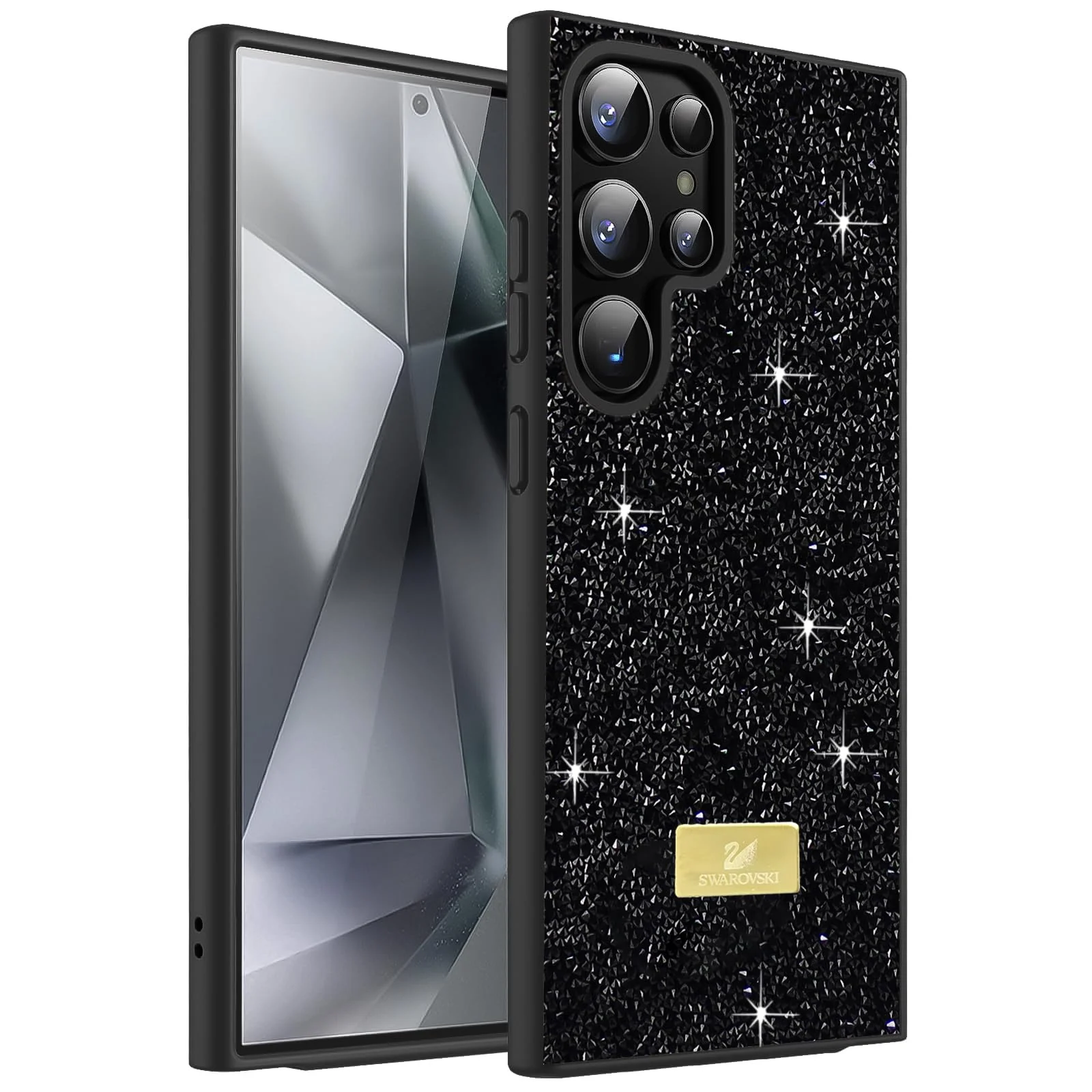 Case For Samsung Galaxy S22 Ultra Case Glitter, Sparkle Diamond Crystal Bling Case with Bling, Ultra Thin Lightweight Full Body Shockproof Anti-Scratch Protective Cover - Black