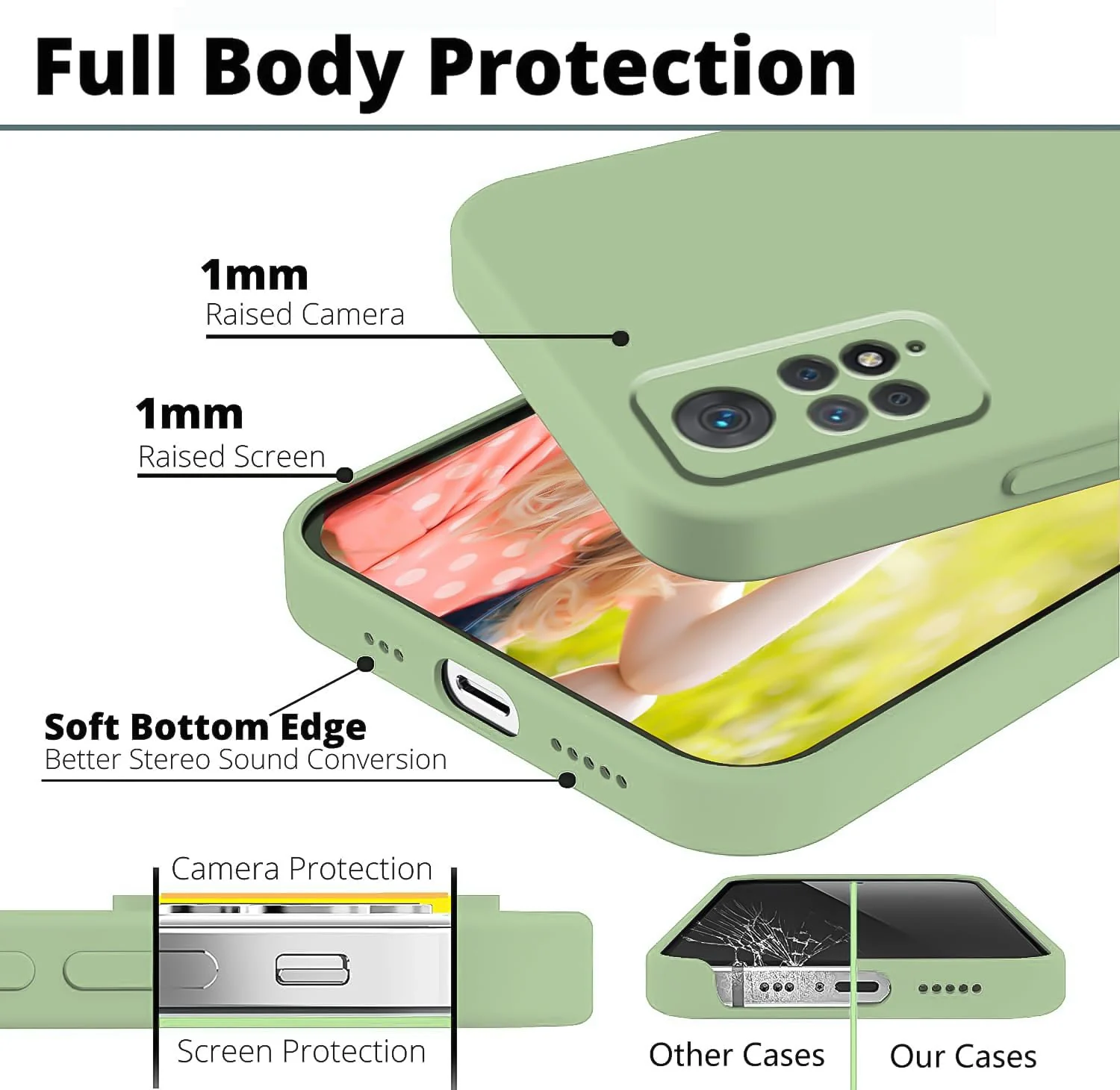DL3 Mobilak Liquid Silicone Protective Case for Xiaomi Redmi Note 12 Pro 4G / Redmi Note 11 Pro 4G&5G with Microfiber Lining and Shockproof Design - Mint Green