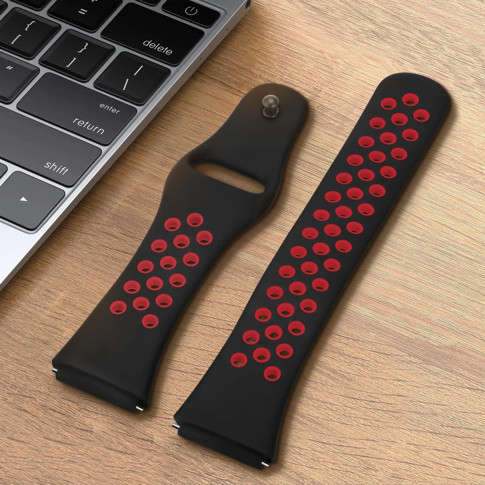 DL3 Mobilak Strap Silicone Compatible With Xiaomi Redmi Watch 3 Active/Redmi Watch 3 Lite, Sport Silicone Watch Band Wrist Strap, Bracelet Wristband Wrist Strap - Black Red