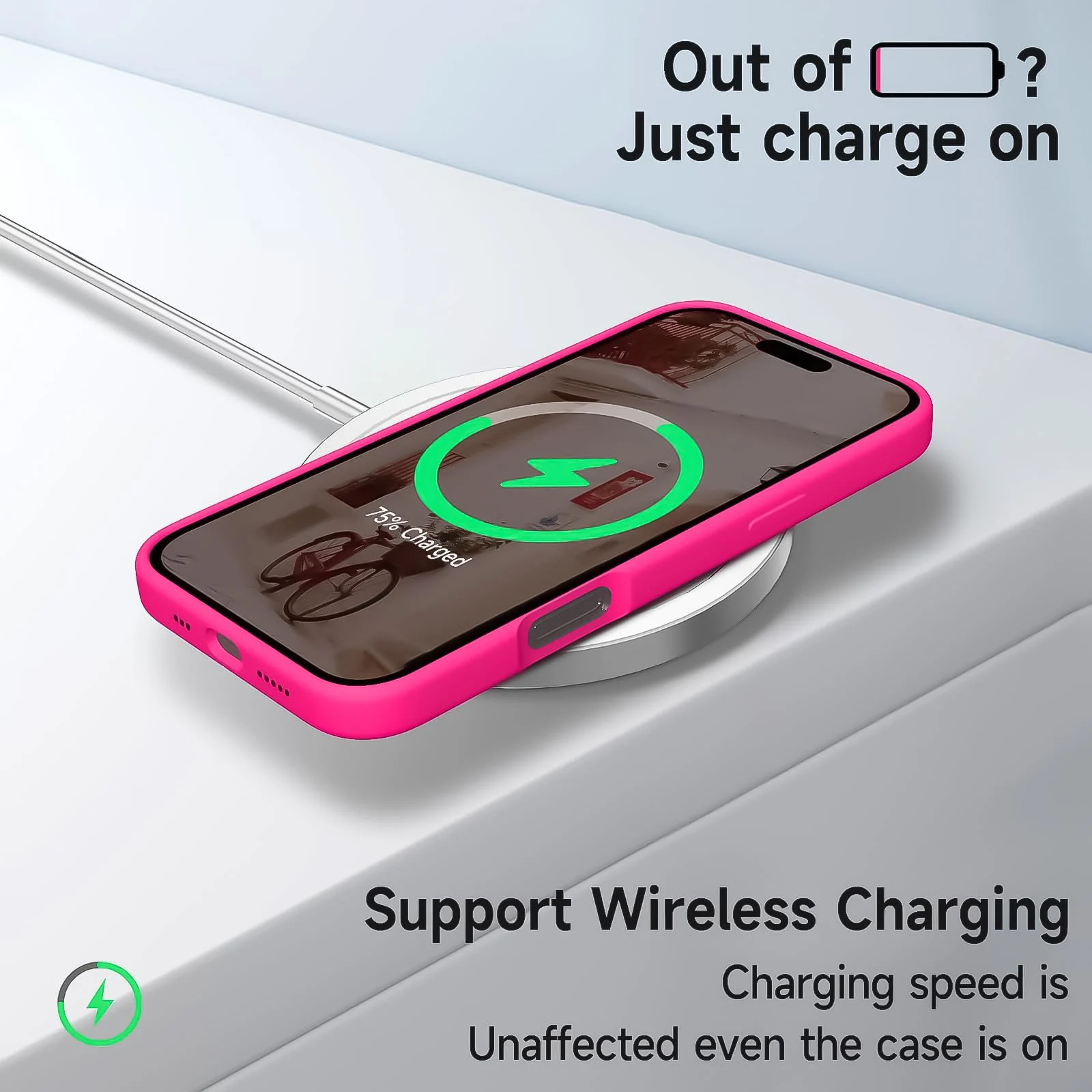 DL3 Mobilak Liquid Silicone Protective Case for iPhone 16+ Plus 6.7-Inch with Microfiber Lining and Shockproof Design - Neon Pink