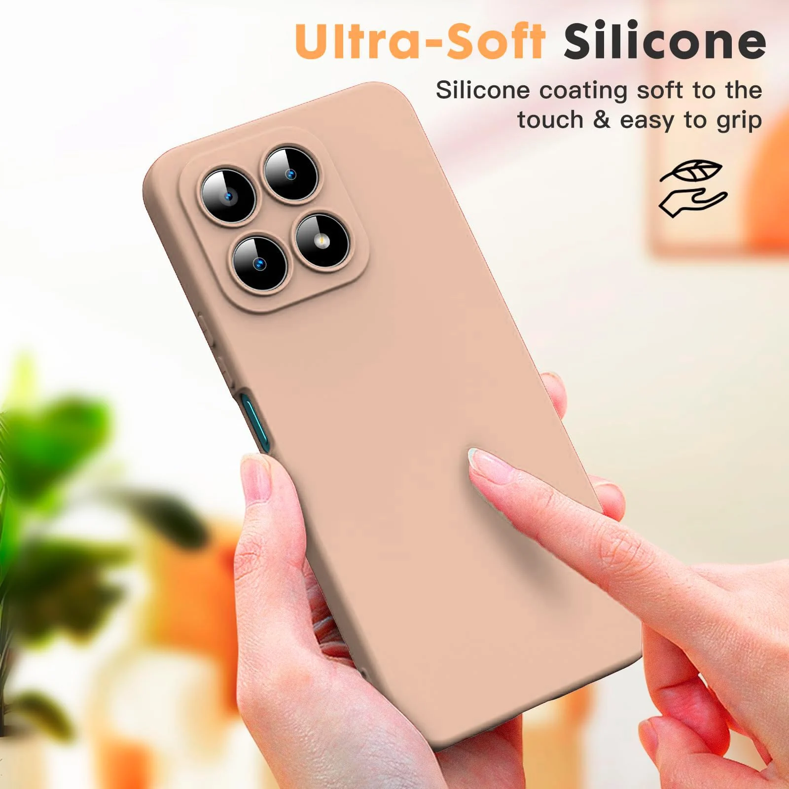 DL3 Mobilak Liquid Silicone Protective Case with Soft Microfiber Lining with Full Camera Protection for Honor X8A - Light Orange
