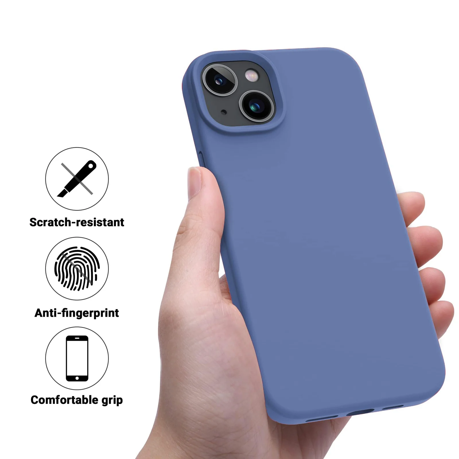 DL3 Mobilak Compatible with iPhone 13 / iPhone 14 (6.1 Inch) Case, Liquid Silicone Case, Full Body Protective Cover, Shockproof, Slim Phone Case, Anti-Scratch Soft Microfiber Lining - Lavender Blue 2