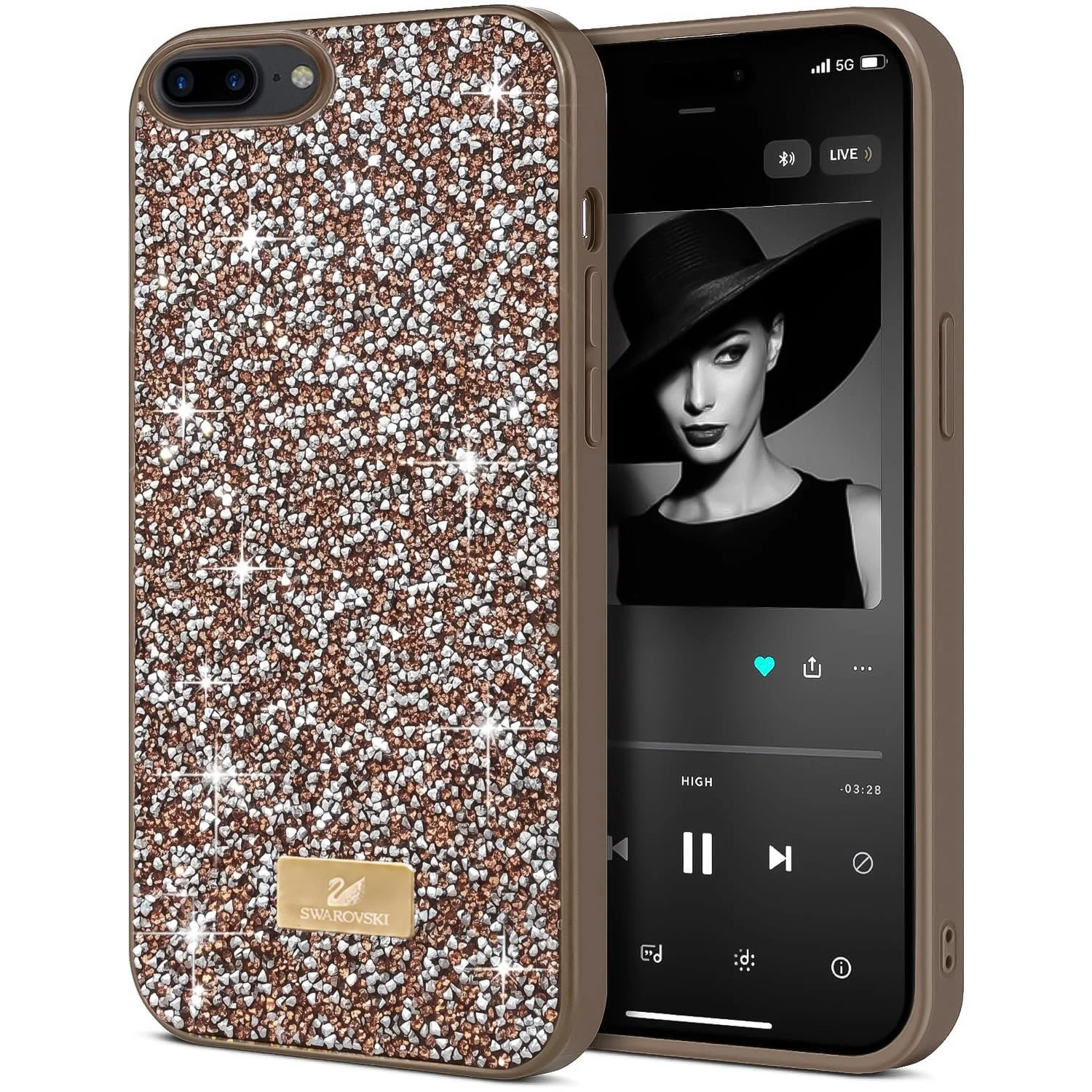 Case For iPhone 7 Plus/iphone 8 Plus Case Glitter, Sparkle Diamond Crystal Bling Case with Bling, Ultra Thin Lightweight Full Body Shockproof Anti-Scratch Protective Cover - Black