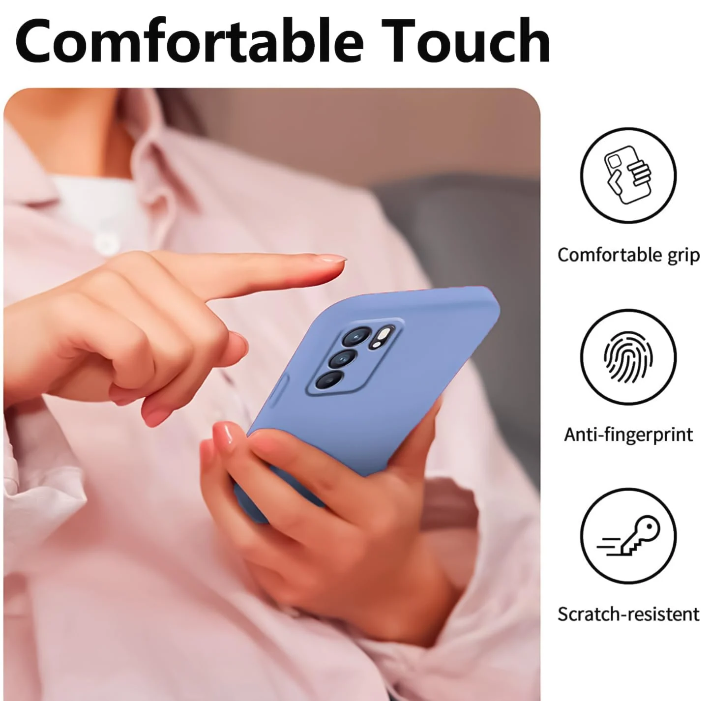 DL3 Mobilak Liquid Silicone Protective Case with Soft Microfiber Lining with Full Camera Protection for OPPO Reno 6 5G - Baby Blue