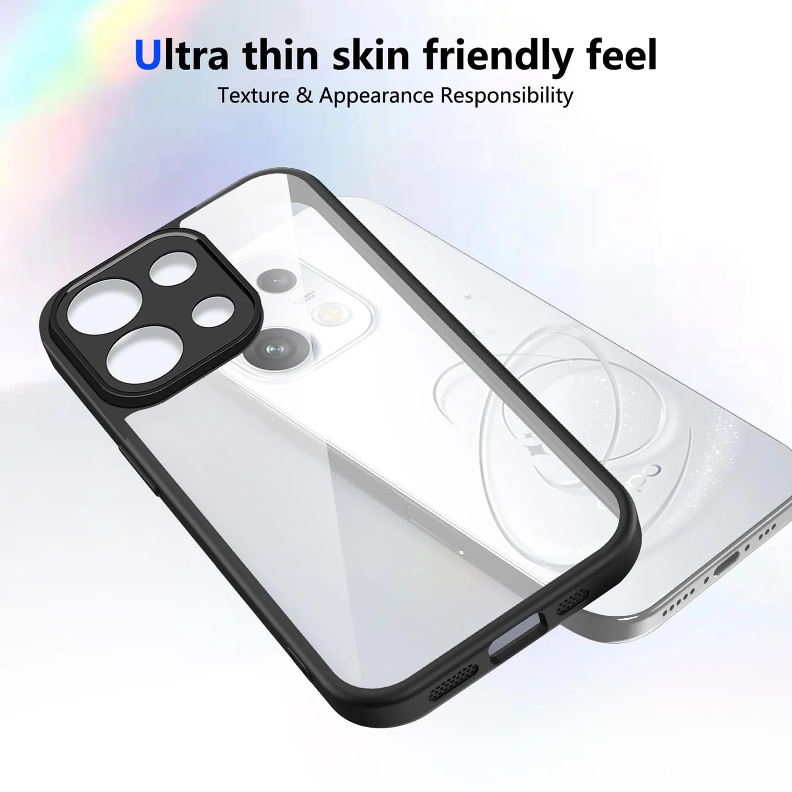 DL3 MOBILAK Clear Three-Layer Protective Phone Case for OPPO Reno 16f - Black
