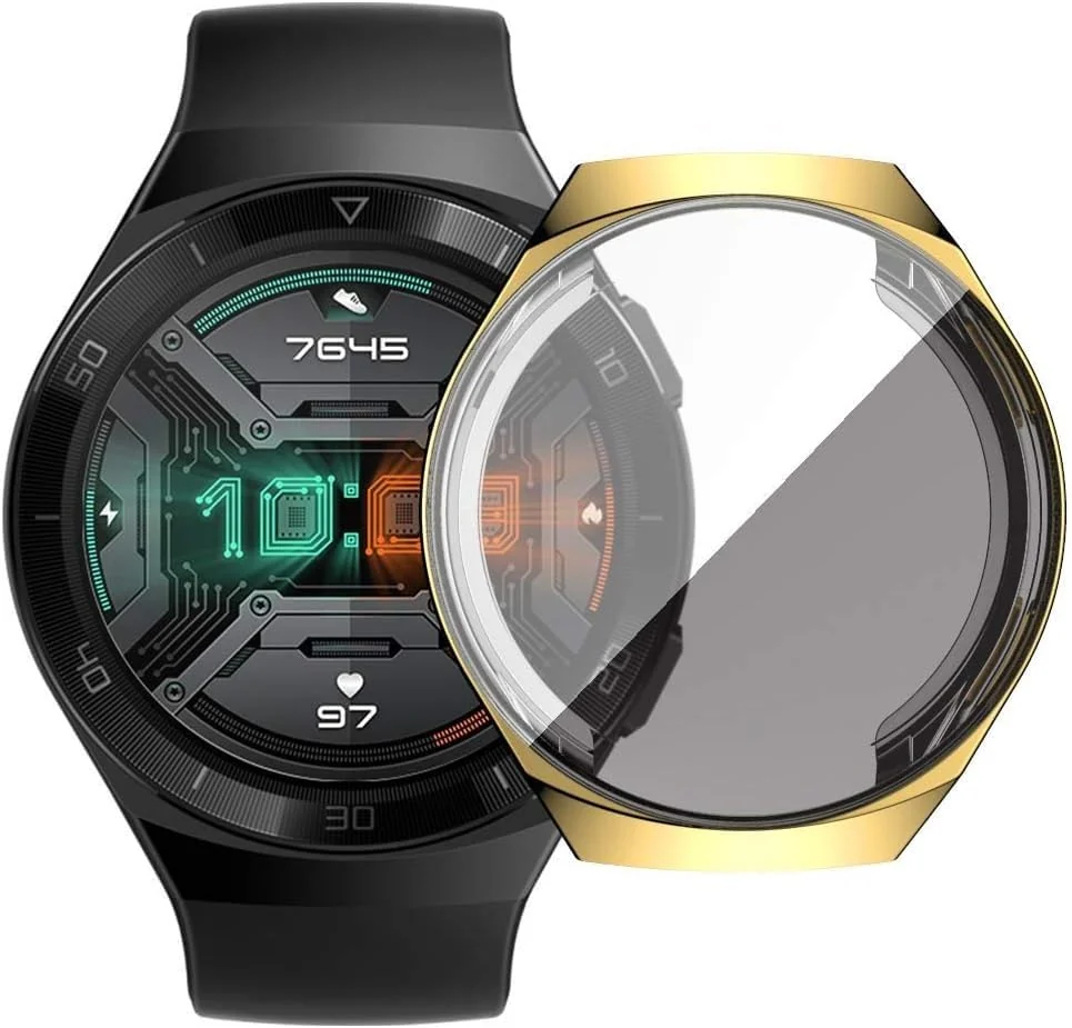 DL3 Mobilak Case Compatible with Huawei Watch GT2E Case All-Around Screen Protector Watch Soft TPU Shockproof Cover Slim Guard Thin Bumper Shell Protector - Rose Gold