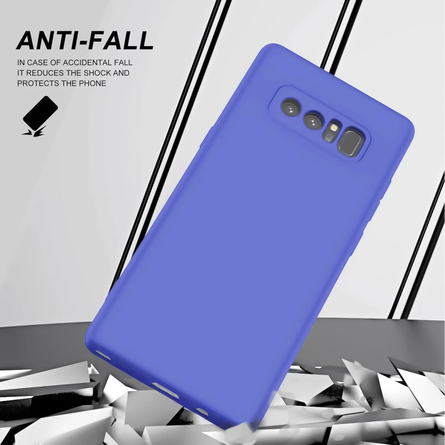 DL3 Mobilak Liquid Silicone Protective Case with Soft Microfiber Lining with Full Camera Protection for Samsung Galaxy Note 8 - Light Blue