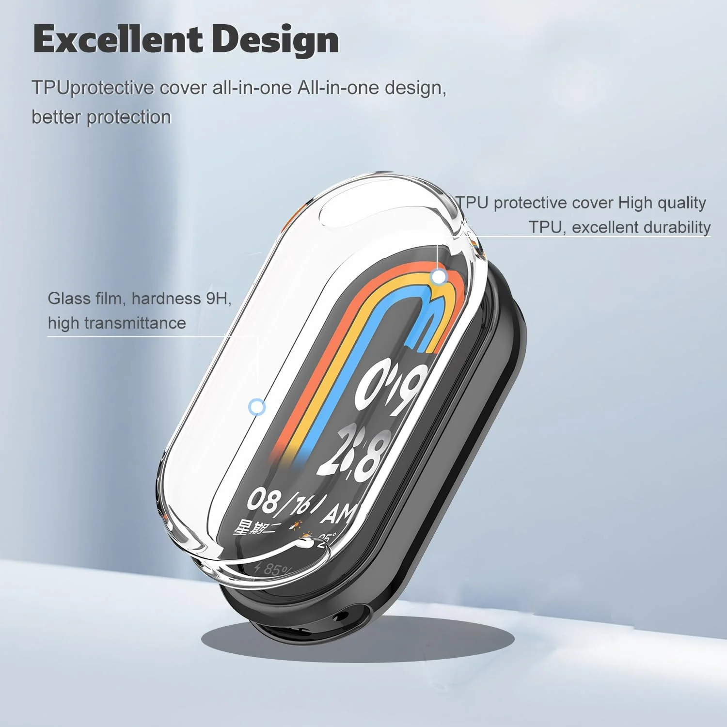 DL3 Mobilak Case Cover for Xiaomi Mi Band 10/9 / 8, Soft HD TPU Film Case, Lightweight cover, Anti-Scratch and Anti-Fall for Protective Shell For Xiaomi Smart Band 10/9/8 - Clear