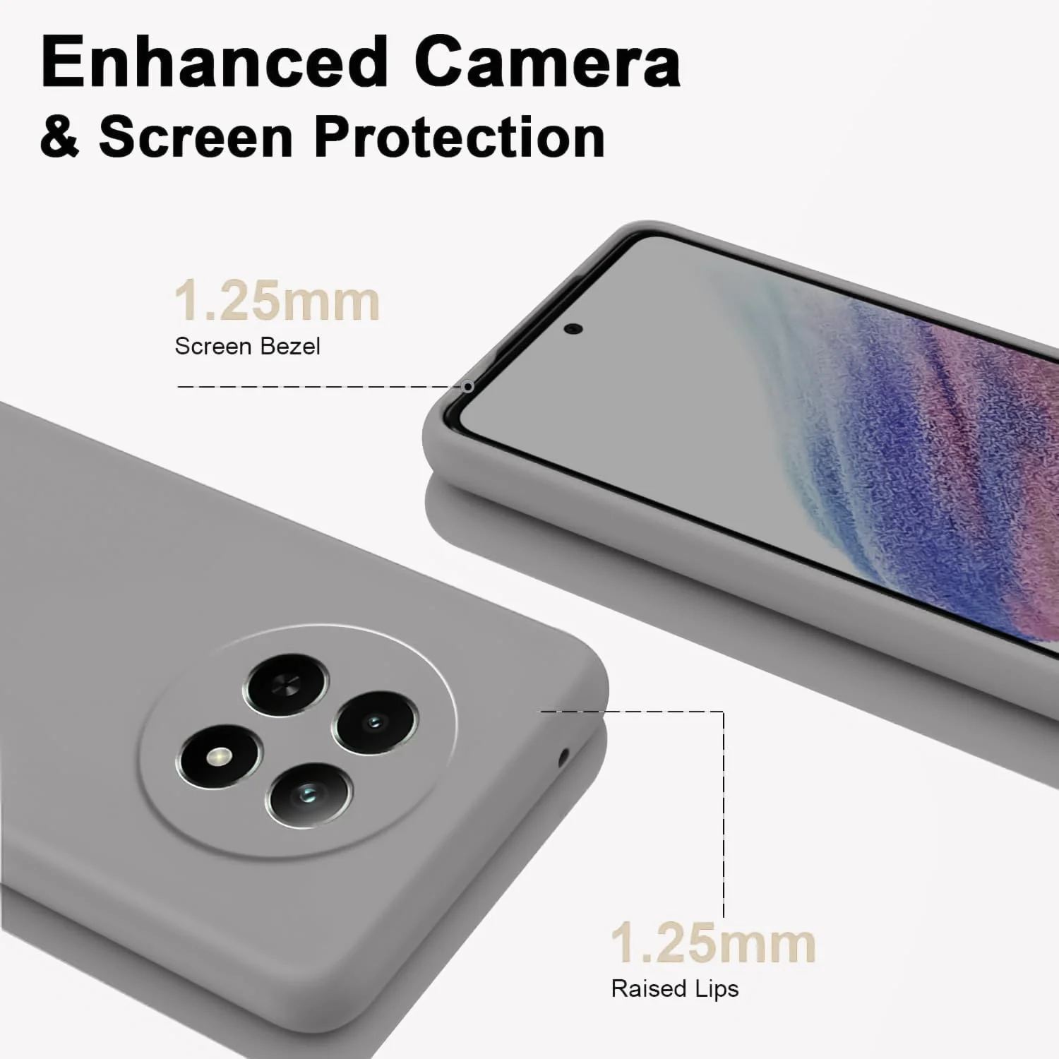 DL3 Mobilak realme 13 5G/realme 12 5G/realme 12X 5G Case, Soft Flexible Liquid Silicone Gel Rubber Bumper Cover, Full Body Shockproof Protective Phone Case - Gray