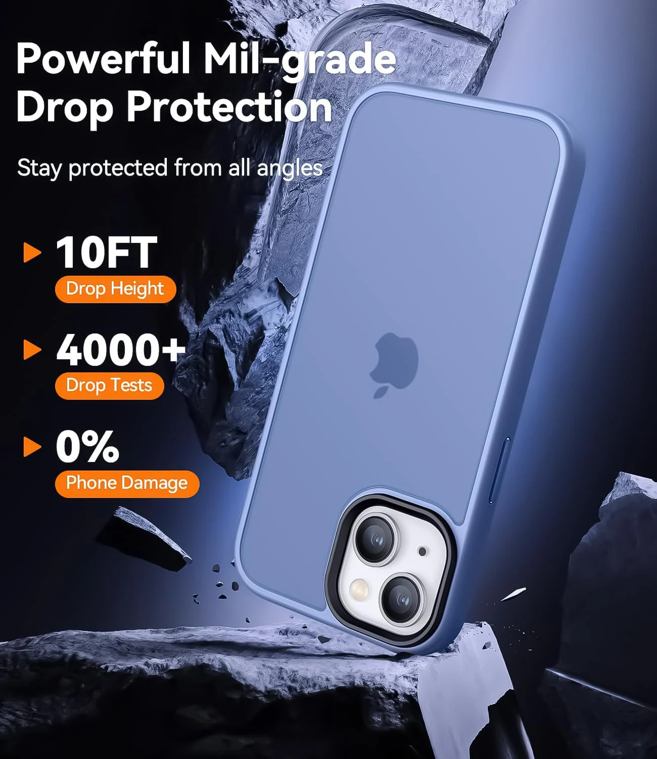 DL3 Mobilak Translucent Matte Case for iPhone 15 + Plus / iPhone 14 Plus 6.7-Inch, Supports wireless charging, Camera protection, Shock-absorbing protection - Light Blue
