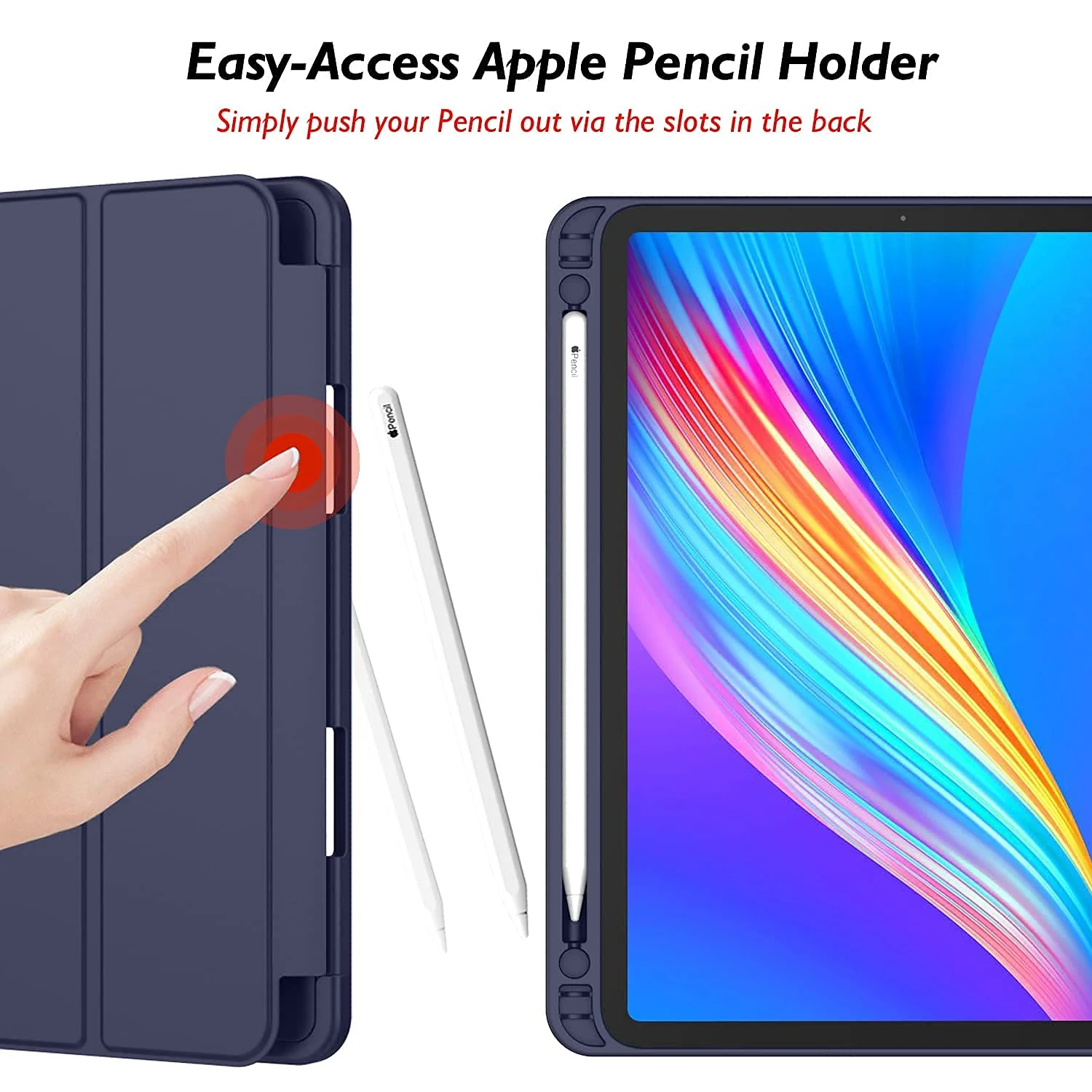 DL3 Mobilak iPad Pro 11 Inch Case 2022(4th Gen)/2021(3rd Gen)/2020(2nd Gen) with Pencil Holder, Smart iPad Case [Support Touch ID and Auto Wake/Sleep] with Auto 2nd Gen Pencil Charging - Blue