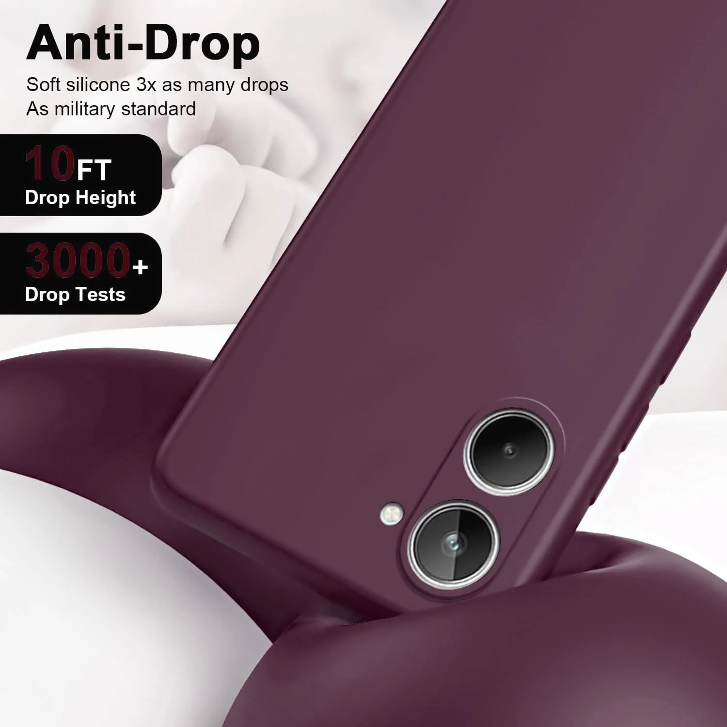 DL3 Mobilak Liquid Silicone Protective Case for realme 10 4G with Microfiber Lining and Shockproof Design - Wine Red
