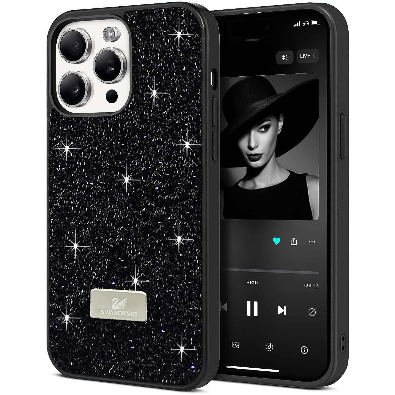 DL3 Mobilak Glitter Rhinestone Protective Case for iPhone 14 Pro Max 6.7-Inch with Shockproof Design
