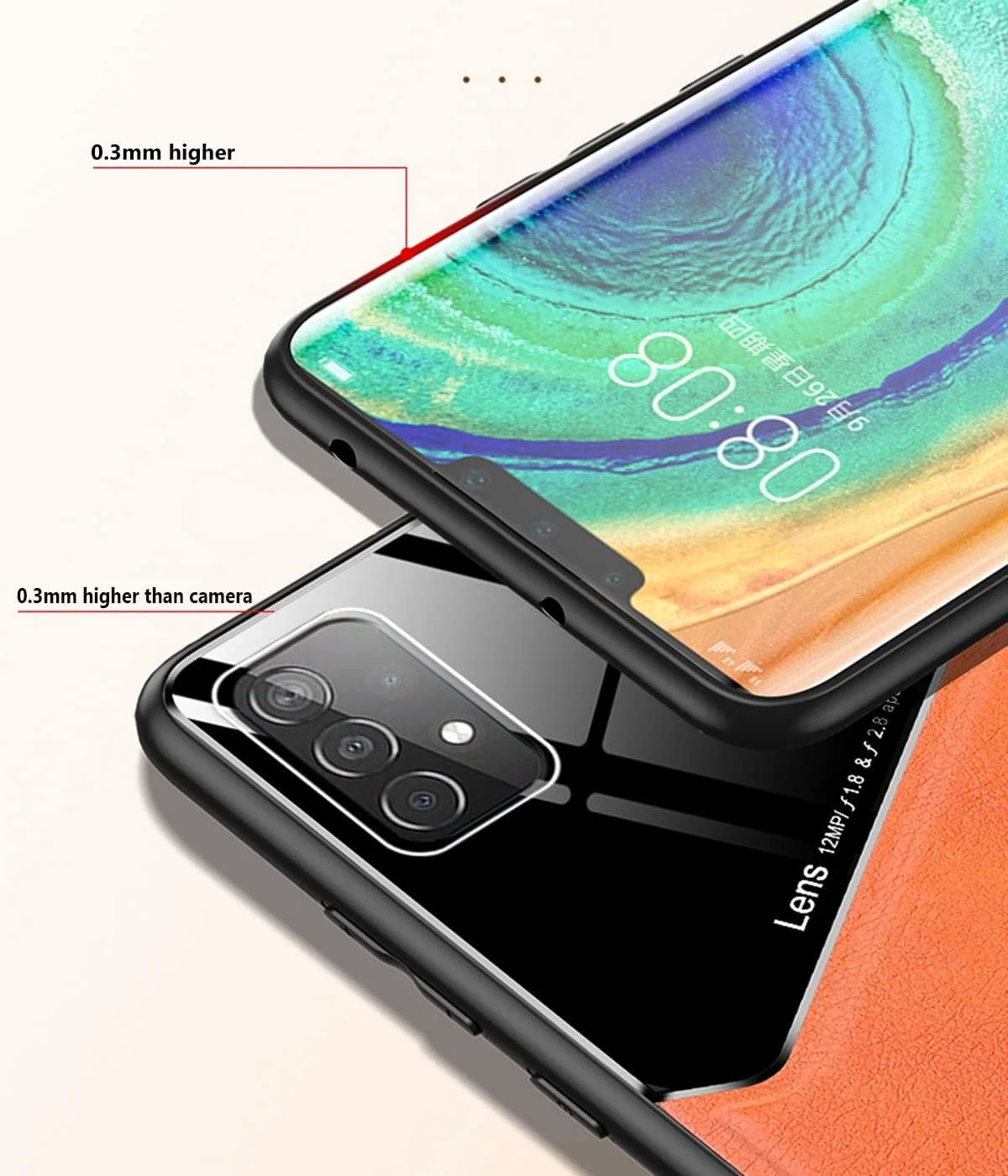 DL3 Mobilak Leather and PC Protective Case for Samsung Galaxy A05, Built-in magnetic car-mount support, Shock-absorbing protection, Raised edges around the screen and camera - Orange