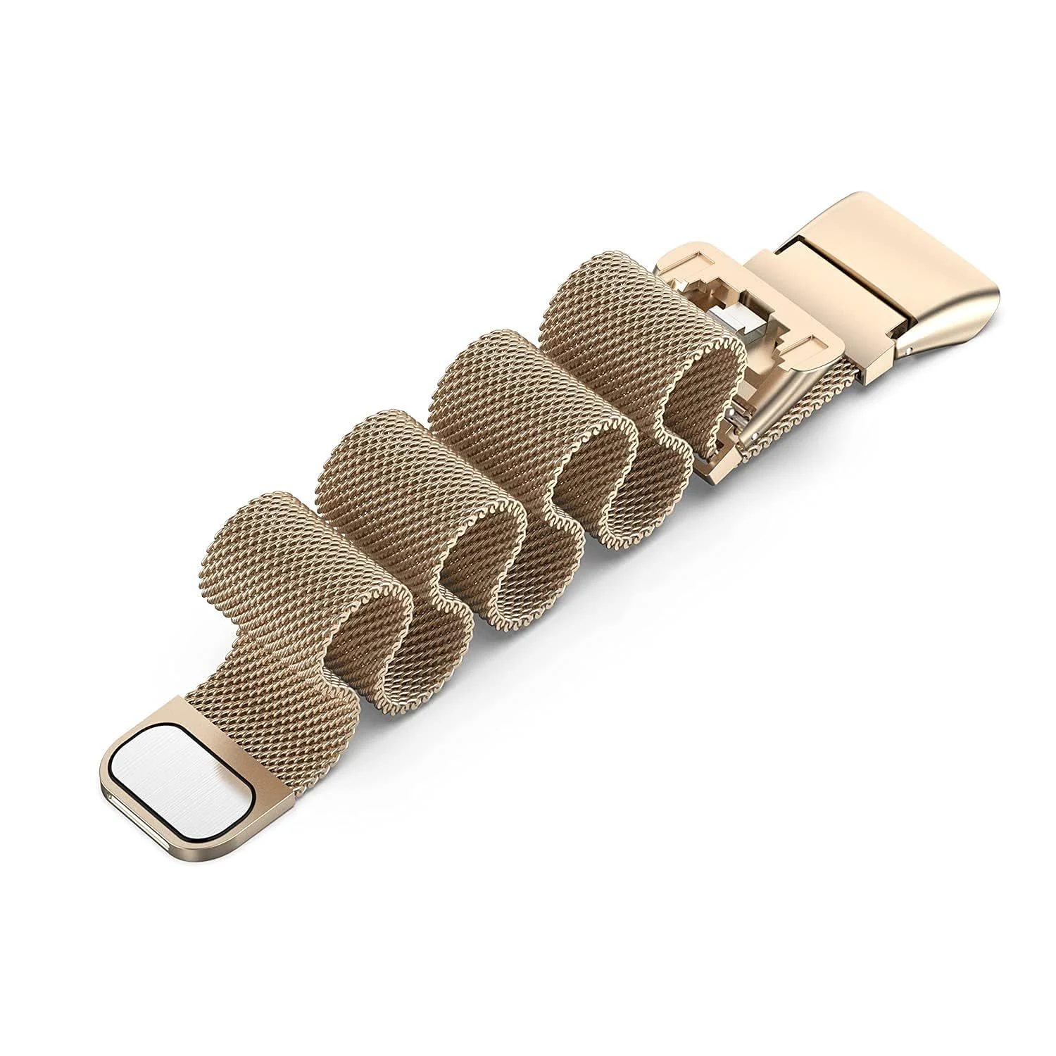 DL3 Mobilak Strap for Honor Band 6/Huawei Band 6/Huawei Band 6 Pro, Metal Woven Stainless Steel Magnetic Replacement Strap, Classic Adjustable Watch Strap For Honor Band 6 Bracelets - Champagne