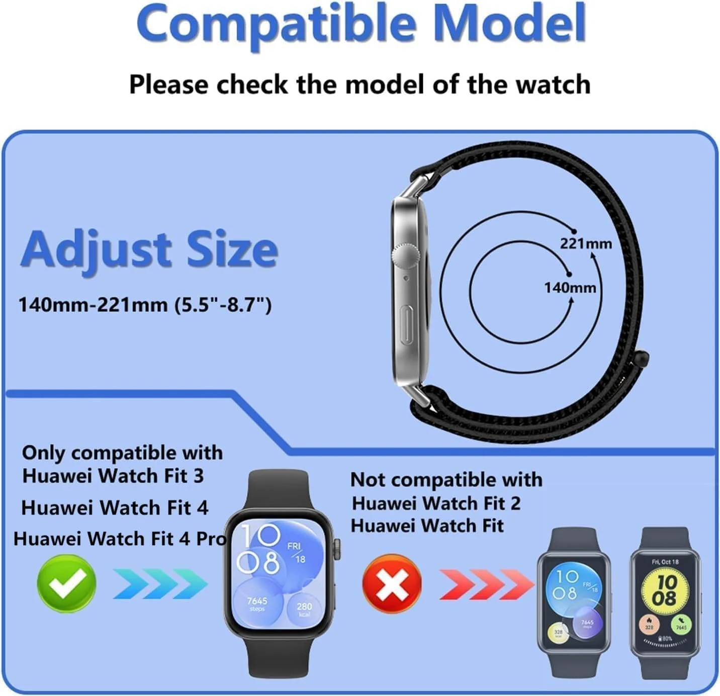 DL3 MOBILAK Elastic Nylon Watch Strap for Huawei Watch Fit 3 / Fit 4 / Fit 4 Pro / Fit 5 / Fit 5 Pro, Pink