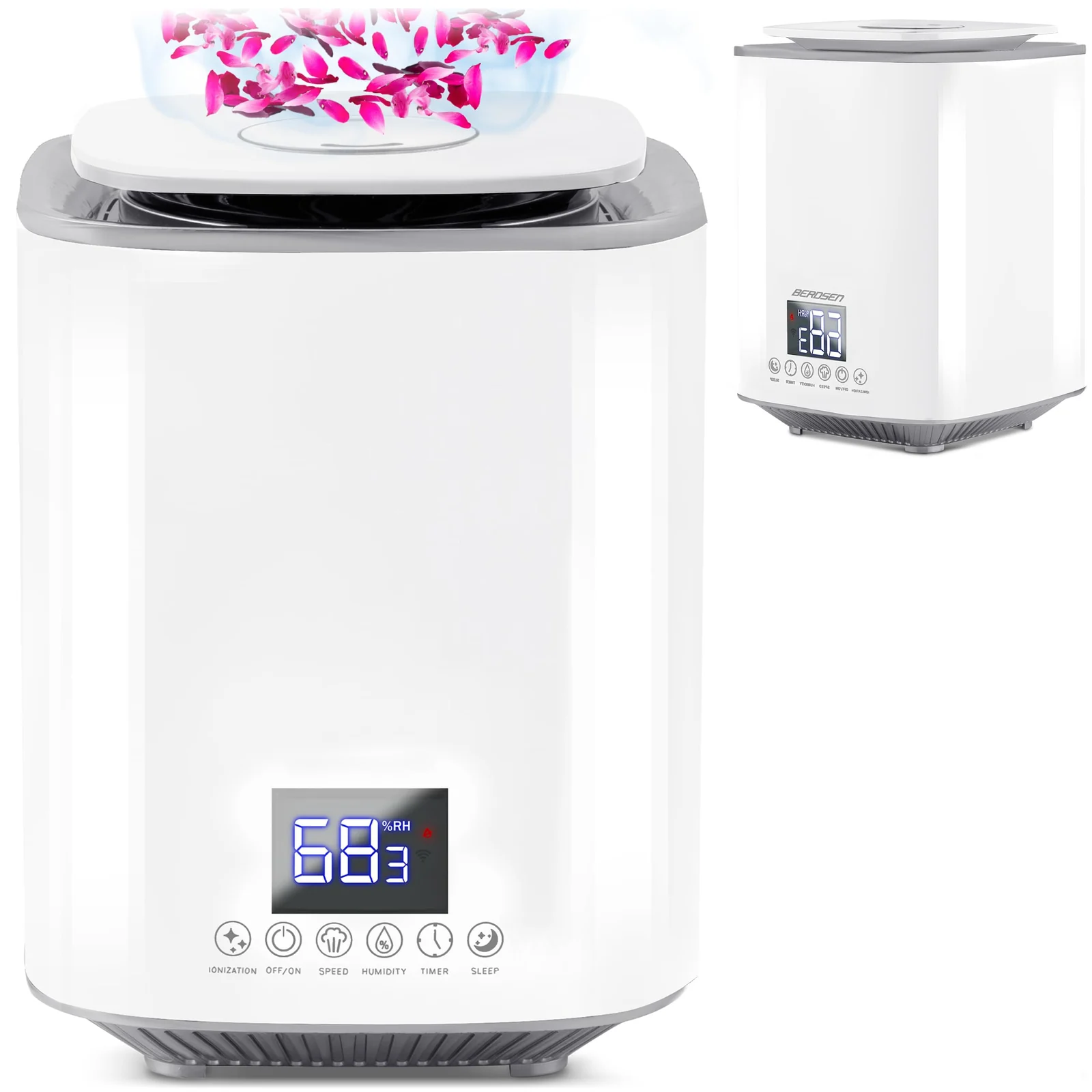 Mobigon 3 Litres Humidifier for Room, Cool Mist Ultrasonic Humidifier / Essential Oil Diffuser, Super Quiet 360°Nozzle, Colorful Change, Auto Shut Off&UV Light&, Lasts Up to 24 Hours - White