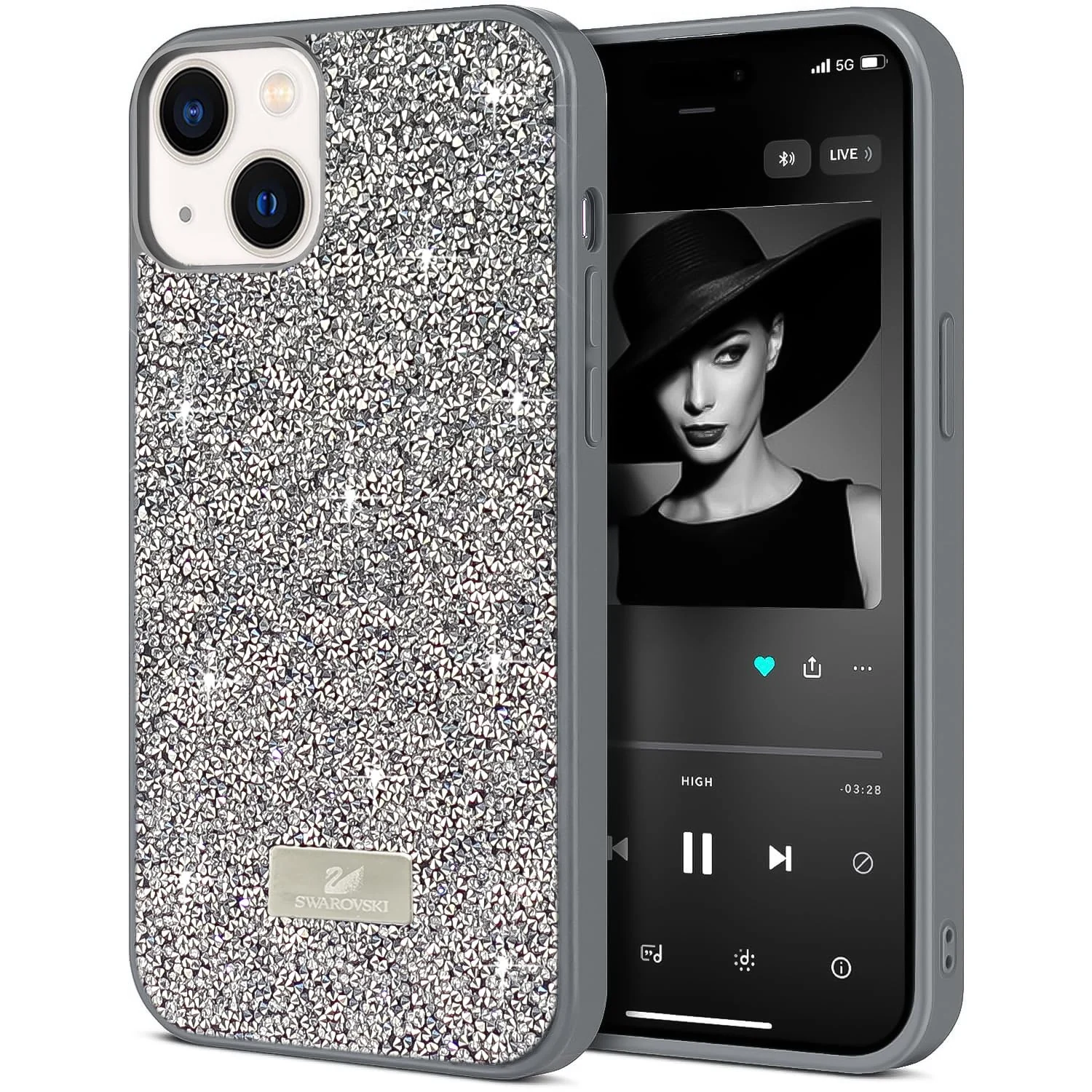 DL3 Mobilak Glitter Rhinestone Protective Case for iPhone 13 / iPhone 14 with Shockproof Design
