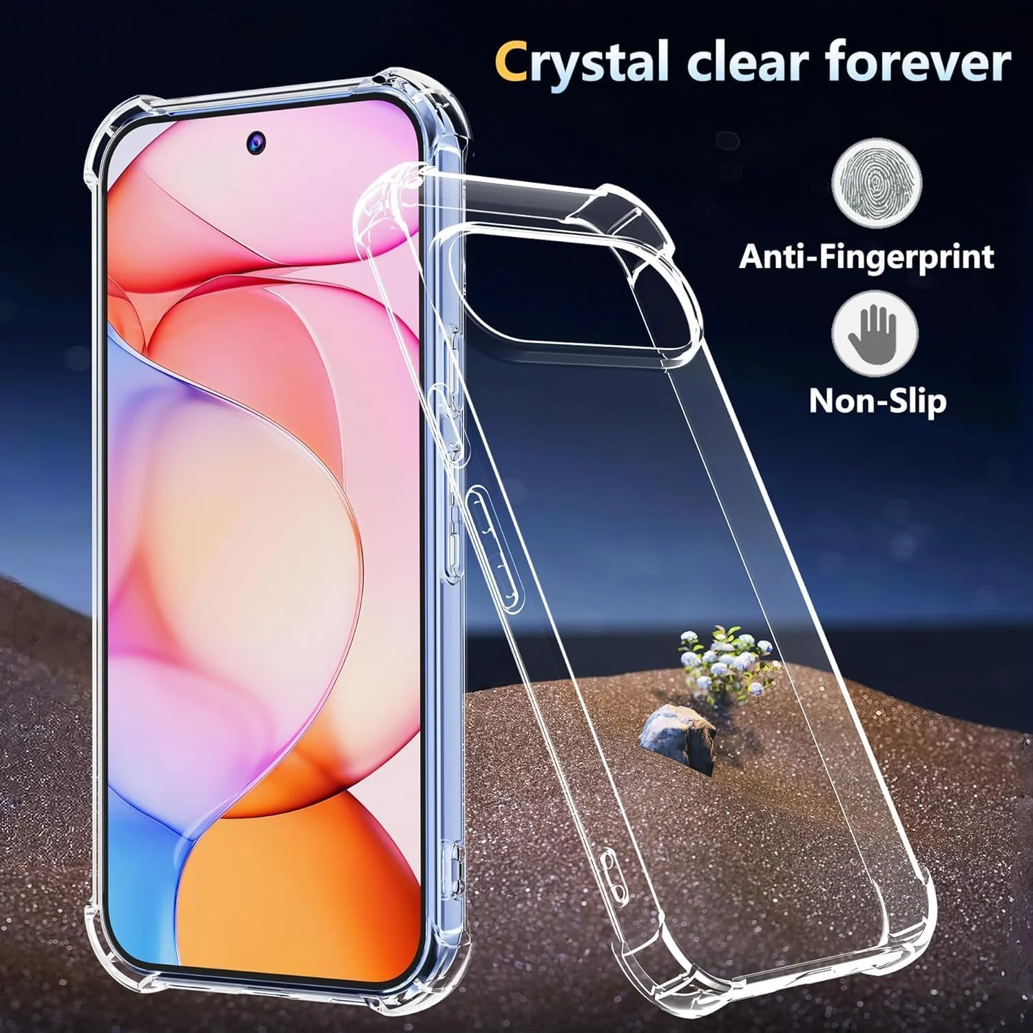 DL3 Mobilak Case Compatible with Google Pixel 10/Pixel 10 Pro, Cover SiliconeTransparent TPU Gorilla Anti-shock Protector Camera Shockproof Corners - Clear