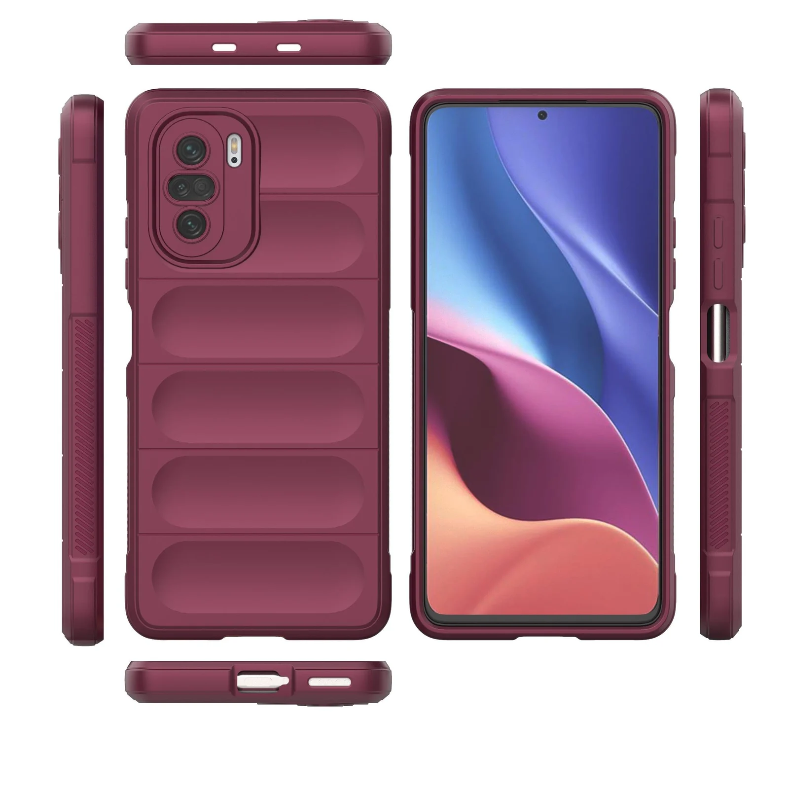 DL3 Mobilak Flexible Silicone and TPU Protective Case with Camera Protection for Xiaomi Poco F3 / RedMi K40 / K40 Pro / Mi 11i / Mi 11X - Wine Red