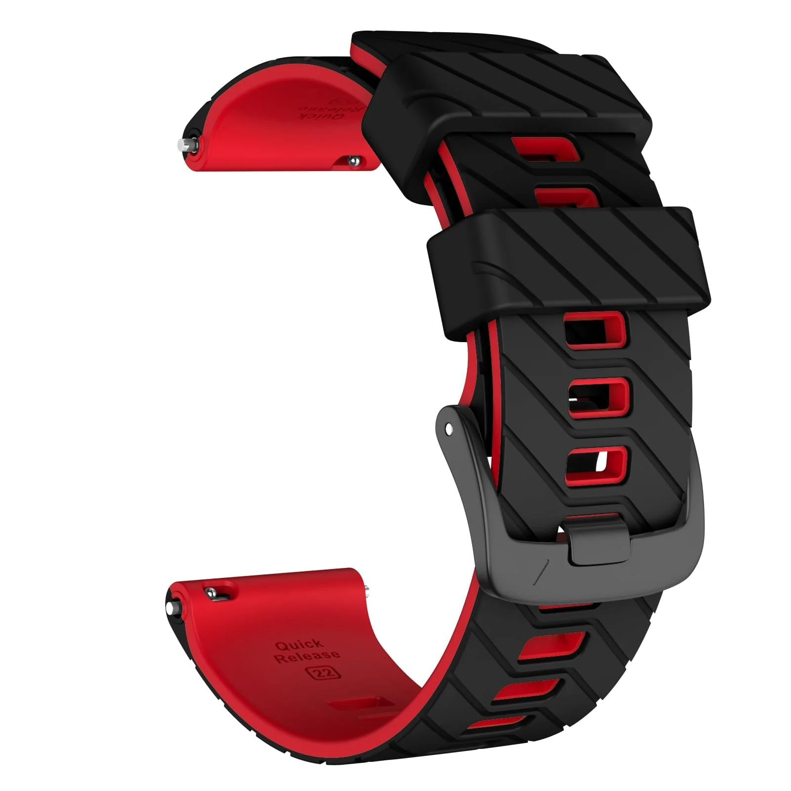 DL3 Mobilak Silicone Sport Band 22MM Strap For Xiaomi Redmi Watch 5 Active/5 Lite/Samsung Galaxy Watch 3 45mm/Watch 46mm/Gear S3/Huawei watch GT5 GT4 GT3 GT2 GT 46MM/GT2E/GT3 Pro/GT 5 Pro - Black/red