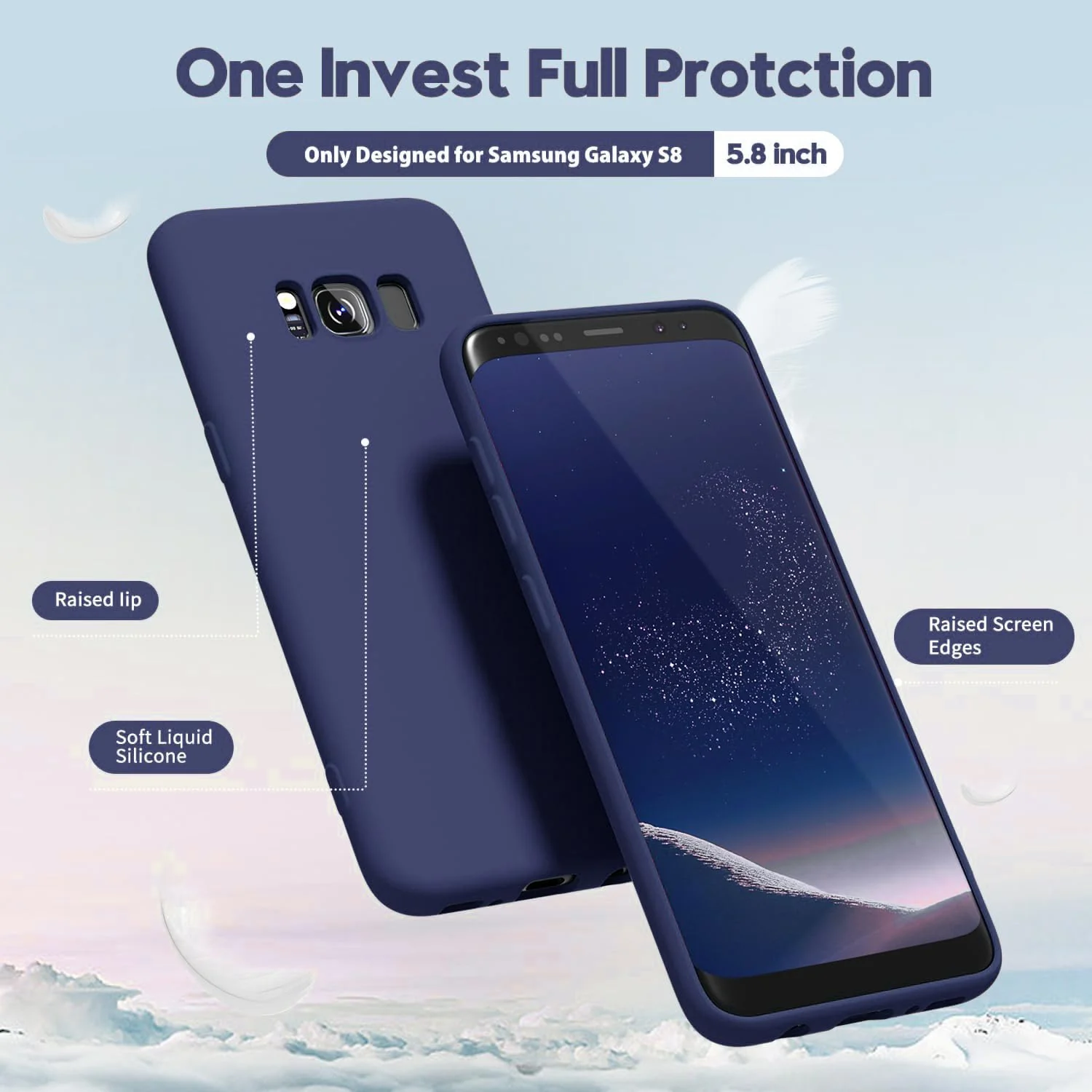 DL3 Mobilak Liquid Silicone Protective Case with Soft Microfiber Lining with Full Camera Protection for Samsung Galaxy S8+ Plus - Blue 2