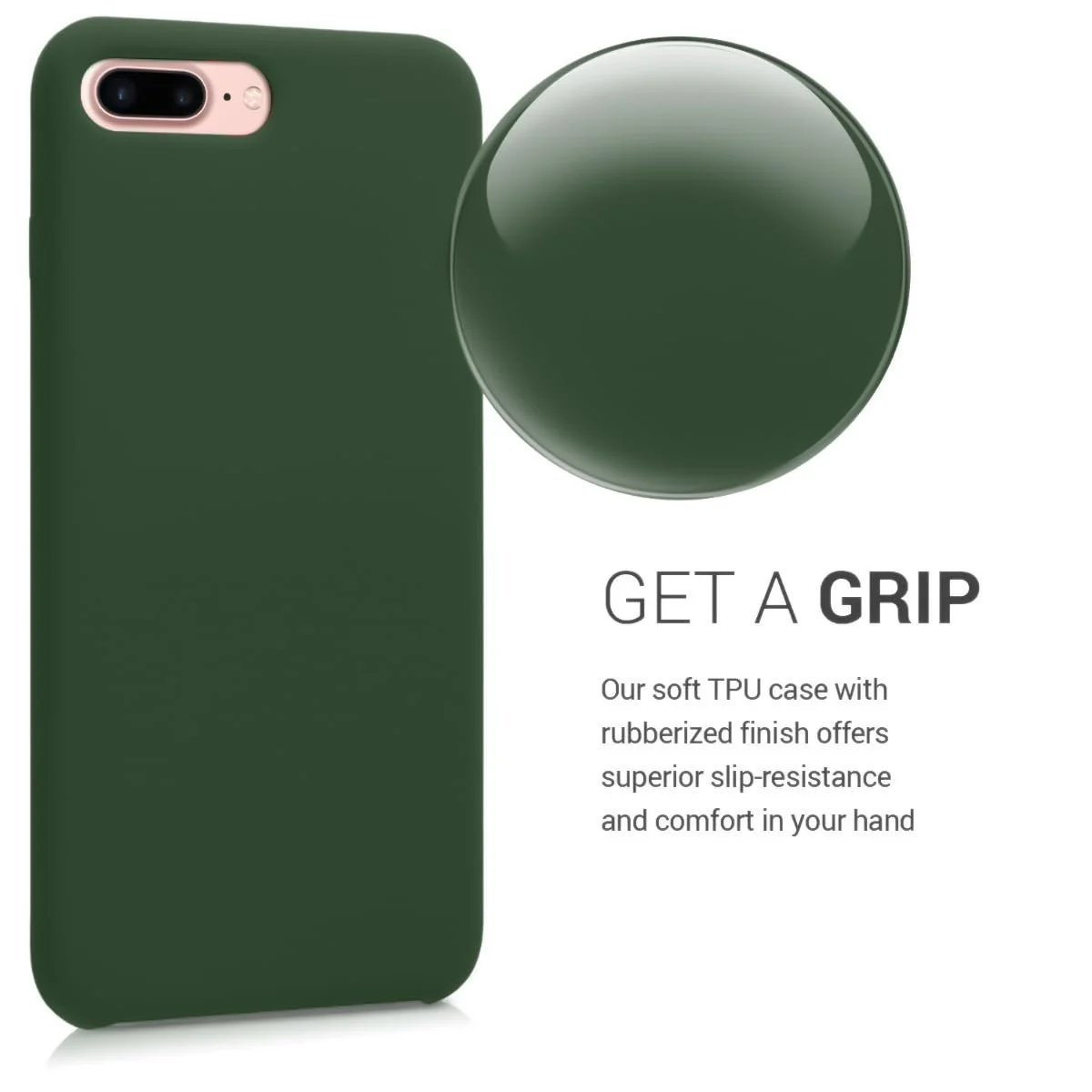 DL3 Mobilak Liquid Silicone Protective Case with Soft Microfiber Lining for iPhone 7 Plus / iPhone 8 Plus - Green 2