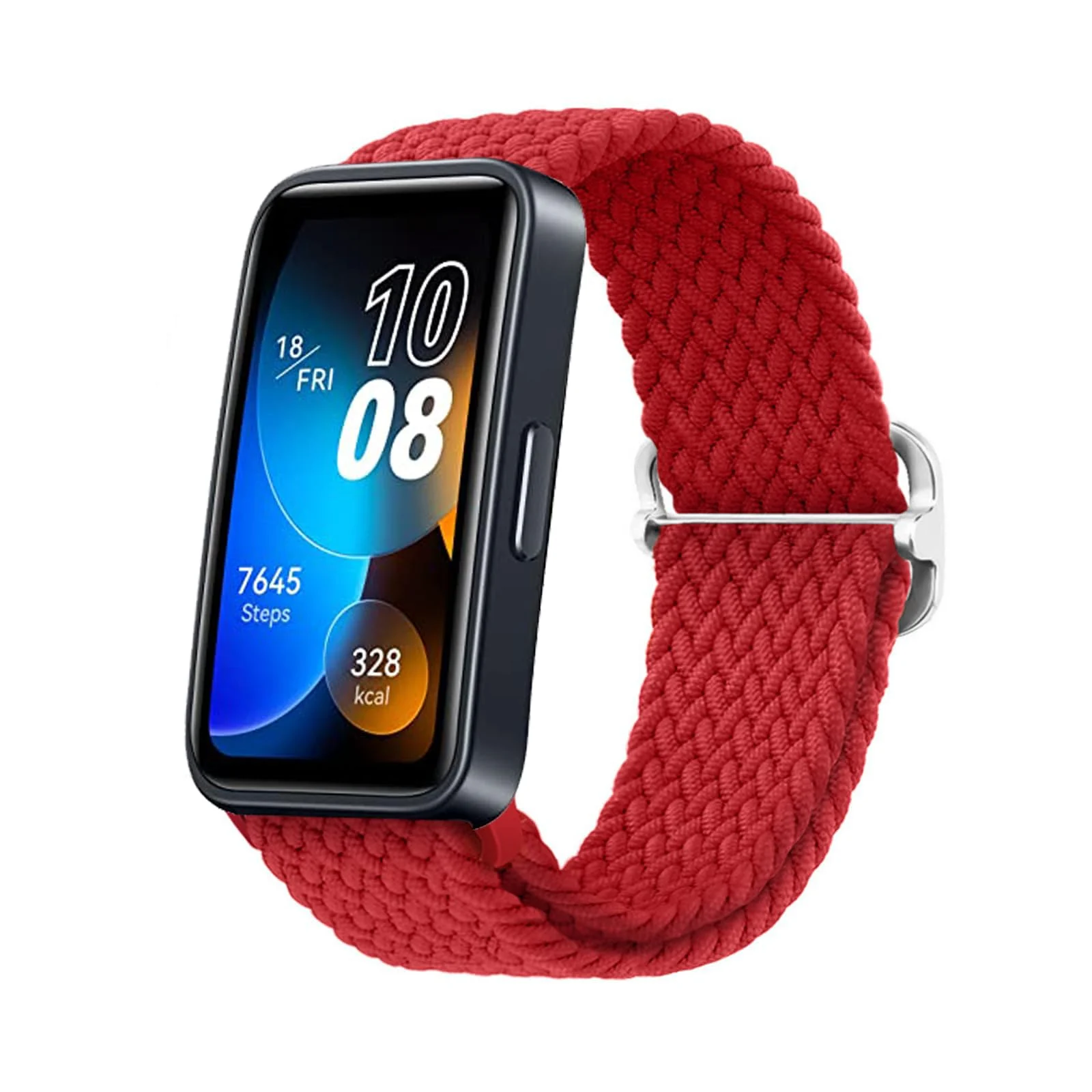 DL3 Mobilak Dl3 Mobailk Braided Bracelet Compatible with Huawei Band 10/Huawei Band 9/Huawei Band 8 for Men and Women, Braided Adjustable Elastic Nylon Sport Replacement Watch Strap - Red