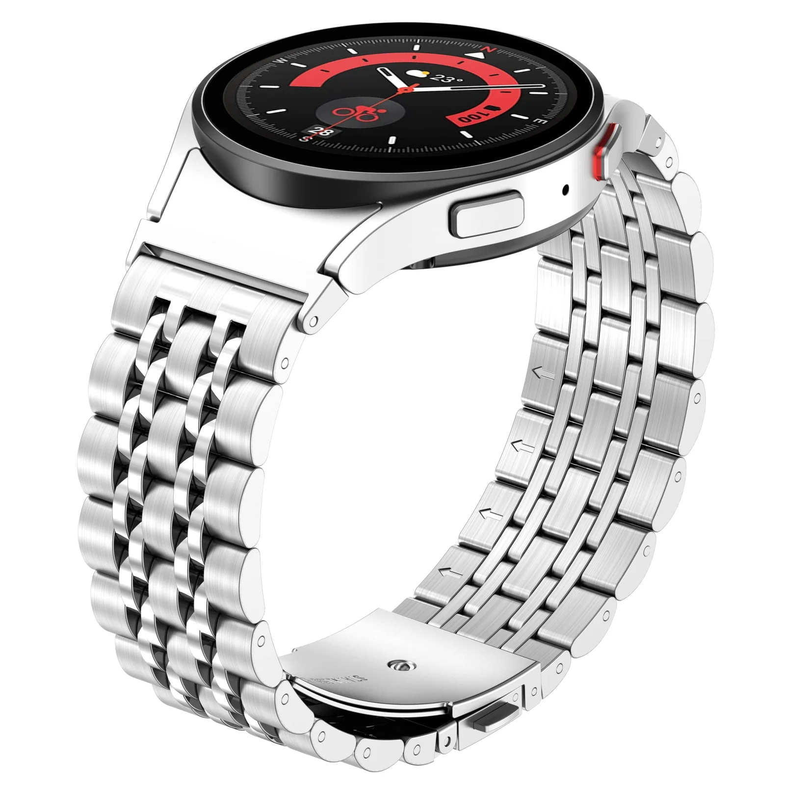 DL3 Mobilak Metal Band 20MM Strap for Samsung Gear Sport, Watch 4/5/5 Pro, S2 Classic, Active 2 40mm 44mm, Amazfit GTS 3/4/4 Mini, Bip 3/Pro/U, GTS 2 Mini/2e - Silver