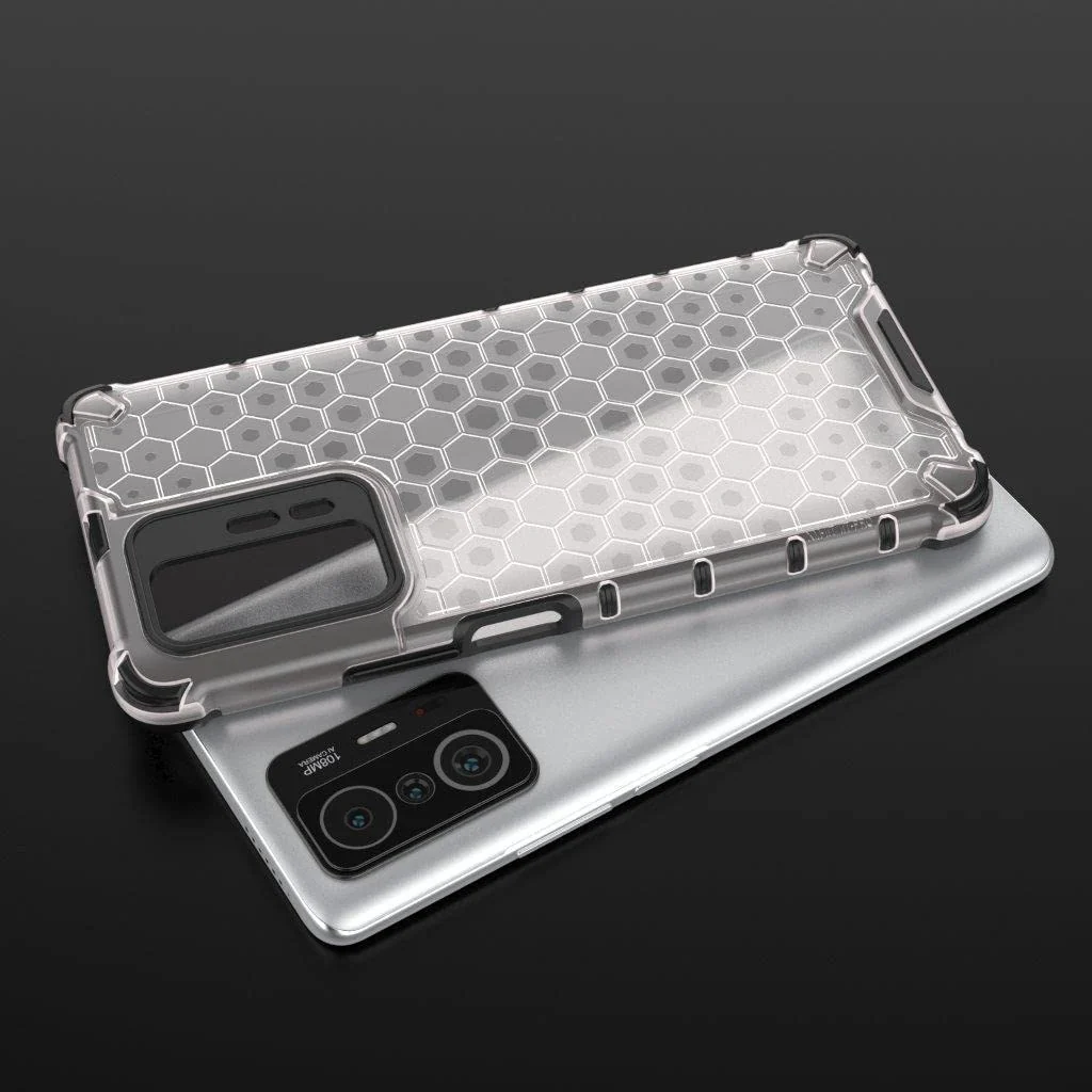 DL3 Mobilak Honeycomb Protective Case for Xiaomi 11T / Xiaomi 11T Pro, Shock-absorbing protection, Transparent design, Slim, lightweight profile - Clear