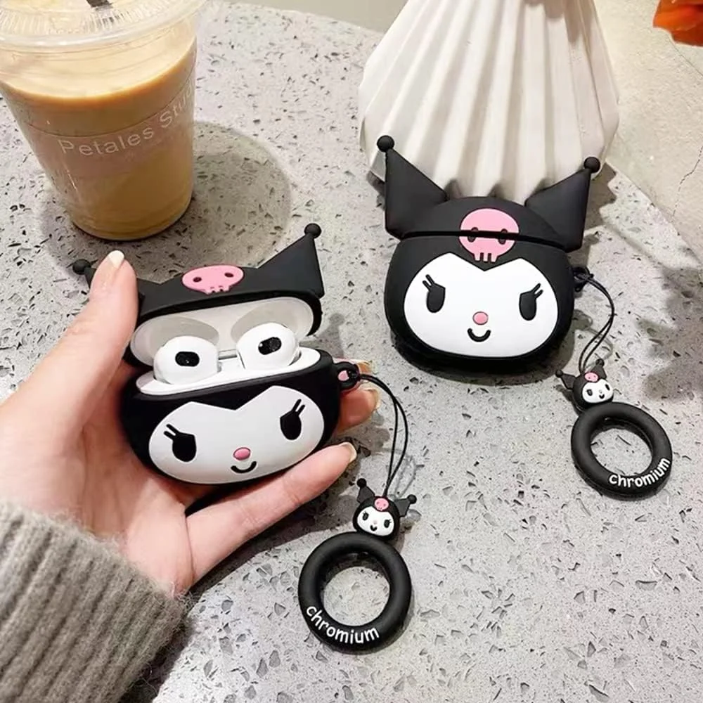 DL3 Mobilak For AirPods 3 Case Soft Silicone Shockproof Cover for Apple AirPods 3rd, New 3D Cute Cartoon Creative Fun Case Skin with Keychain Design for Air pods 3rd Charging Case - Kitty Black
