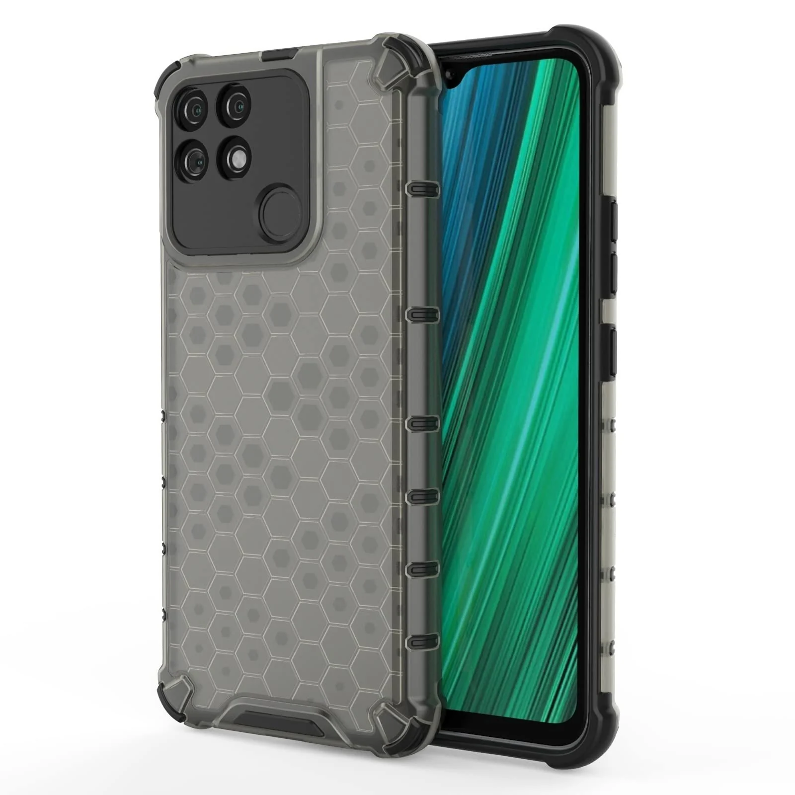 DL3 Mobilak Honeycomb Protective Case for realme Narzo 50A, Shock-absorbing protection, Transparent design, Slim, lightweight profile - Black
