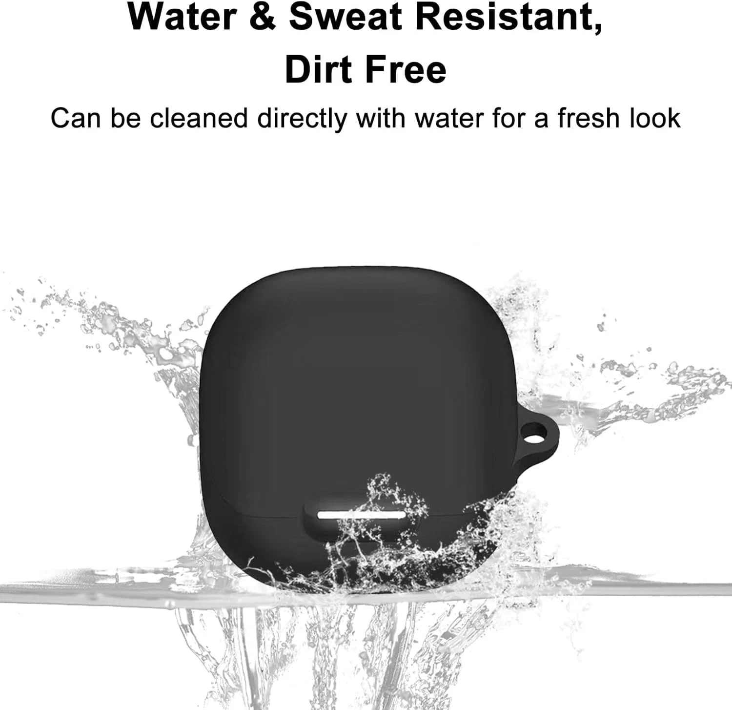 DL3 MOBILAK Silicone Case Compatible with Soundcore Liberty 4 NC Earbuds, Soft Silicone Protective Case Cover, Shockproof Sleeve with Carabiner - Black