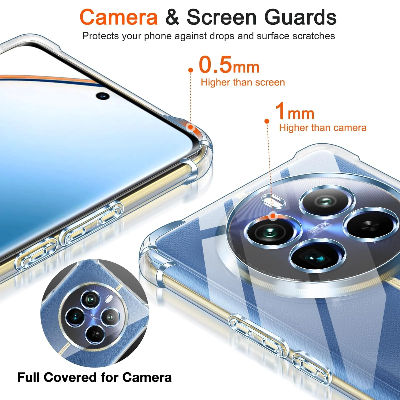 DL3 Mobilak Case Compatible with realme 12 Pro Plus/realme 12 Pro, Cover Silicone Transparent TPU Gorilla Anti-shock Protector Camera Shockproof Corners - Clear