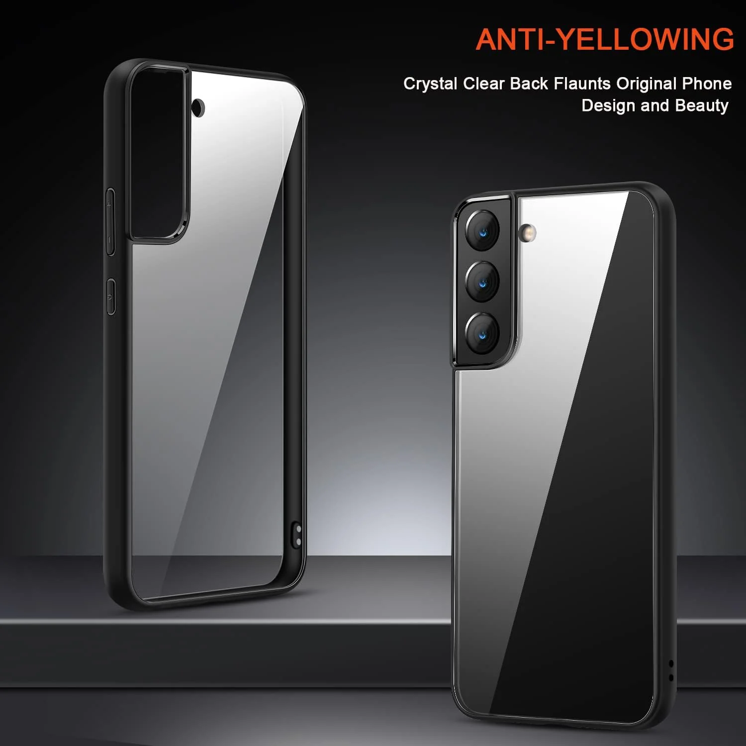 DL3 Mobilak Case Compatible With Samsung Galaxy S22, Clear Case Shockproof Hard PC +Soft Silicone [Not Yellowing] Transparent Protective Slim Case Phone - Black