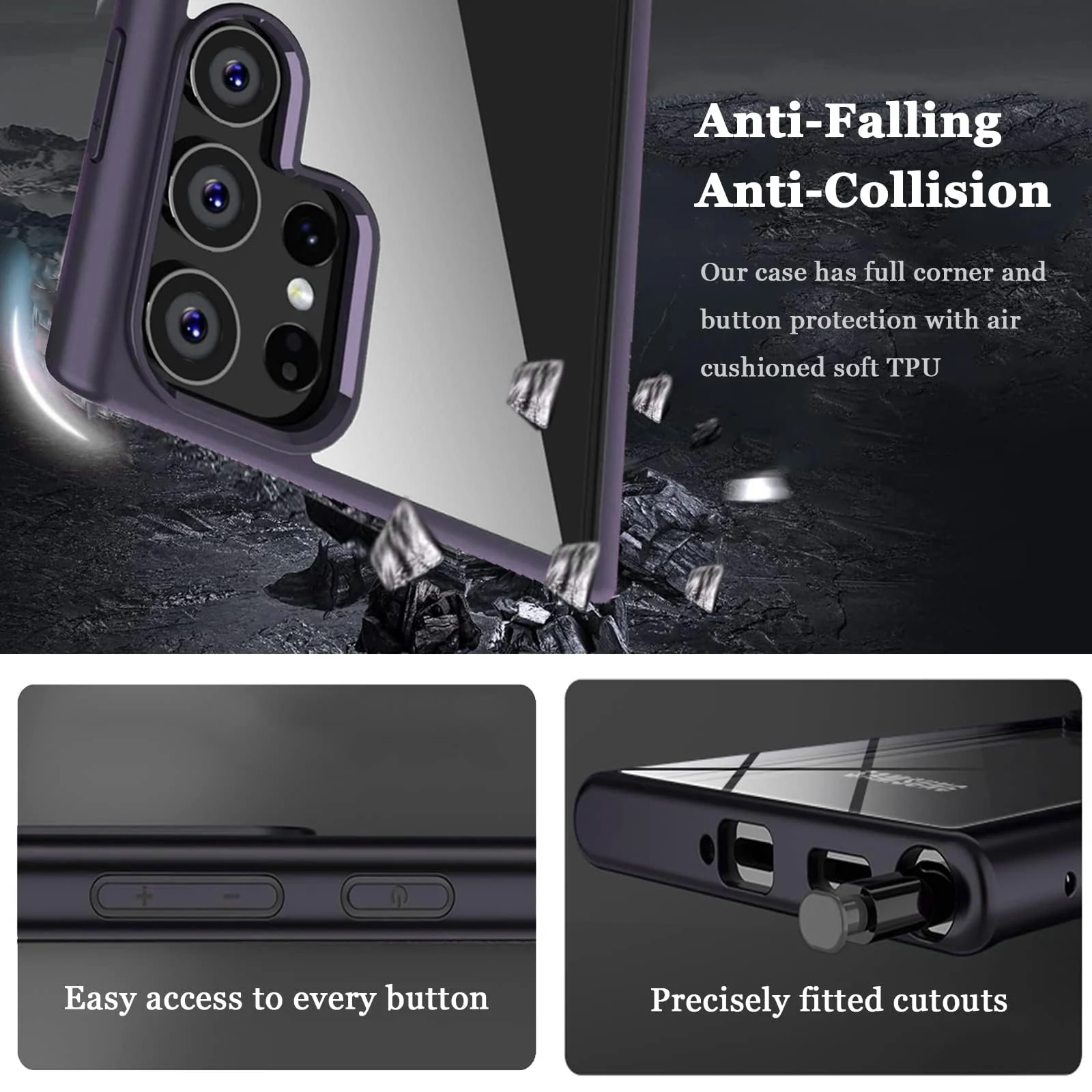 DL3 Mobilak Protective Phone Case for Samsung Galaxy S24 Ultra, Supports wireless charging, Shock-absorbing protection, Scratch-resistant surface - Deep Purple