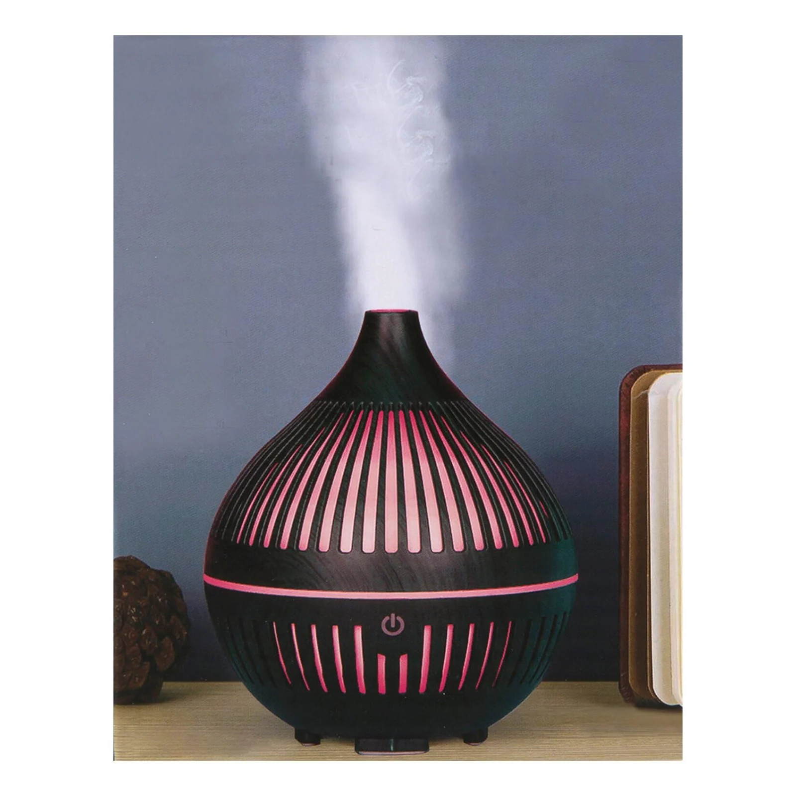 Mobigon Wood Cool Mist Ultrasonic Humidifier for Room Moisture, Aroma Diffuser for Home, 200ml Essential Oil Diffuser with 7 Colorful Night Light, Auto Shut-Off, Home, Office, car - C.Dark Brown