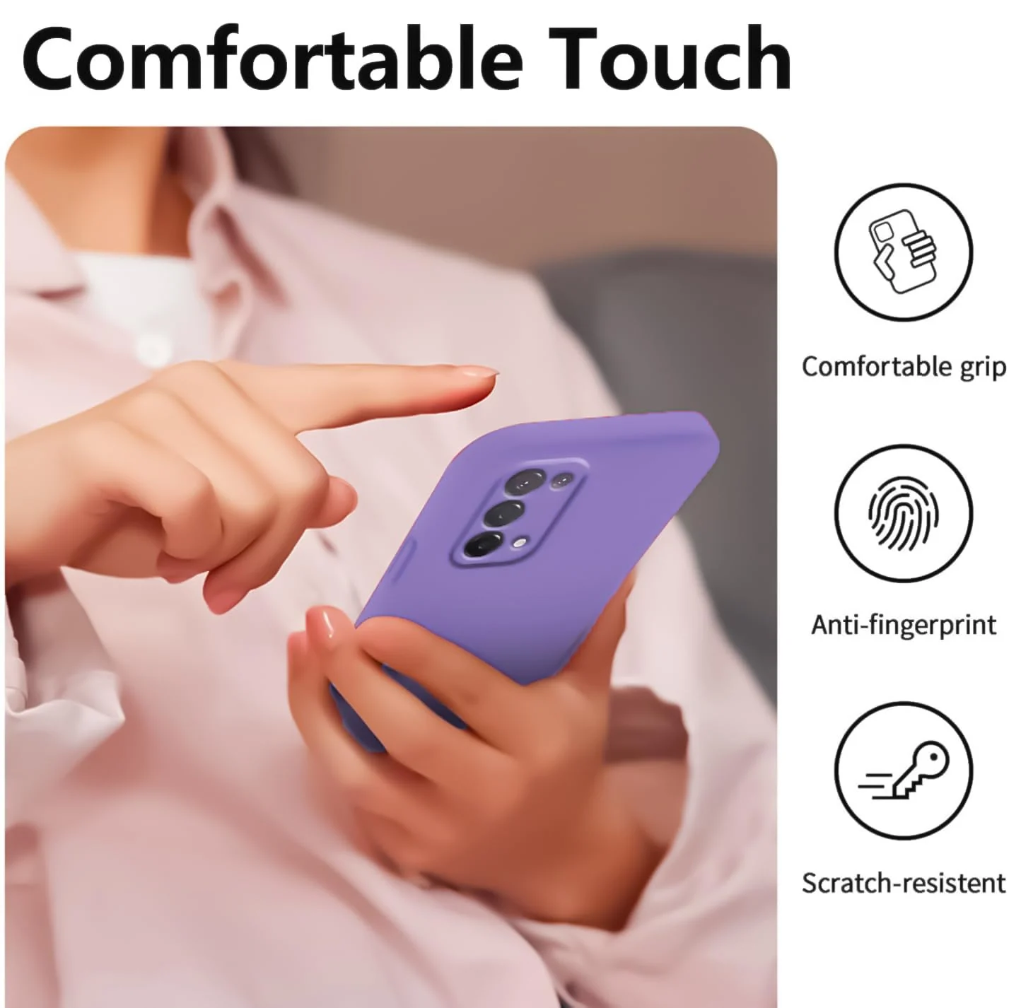 DL3 Mobilak Liquid Silicone Protective Case with Soft Microfiber Lining with Full Camera Protection for realme 7 Pro - Light Purple