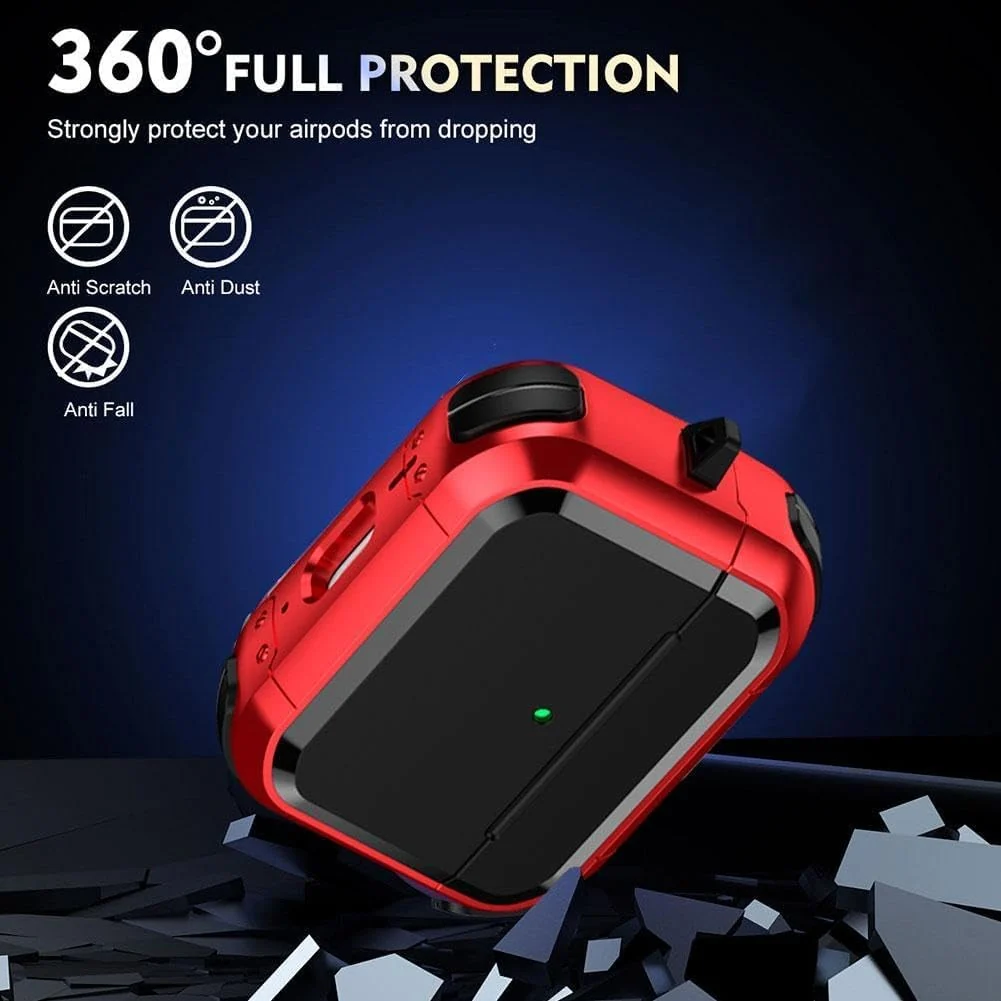 DL3 Mobilak for AirPods Pro 1/2 Case Cover, Military TPU Full Body Protective Case Shockproof for Apple AirPod Pro 2nd/1st Generation Wireless Charging Case with Carabiner Designed - Black