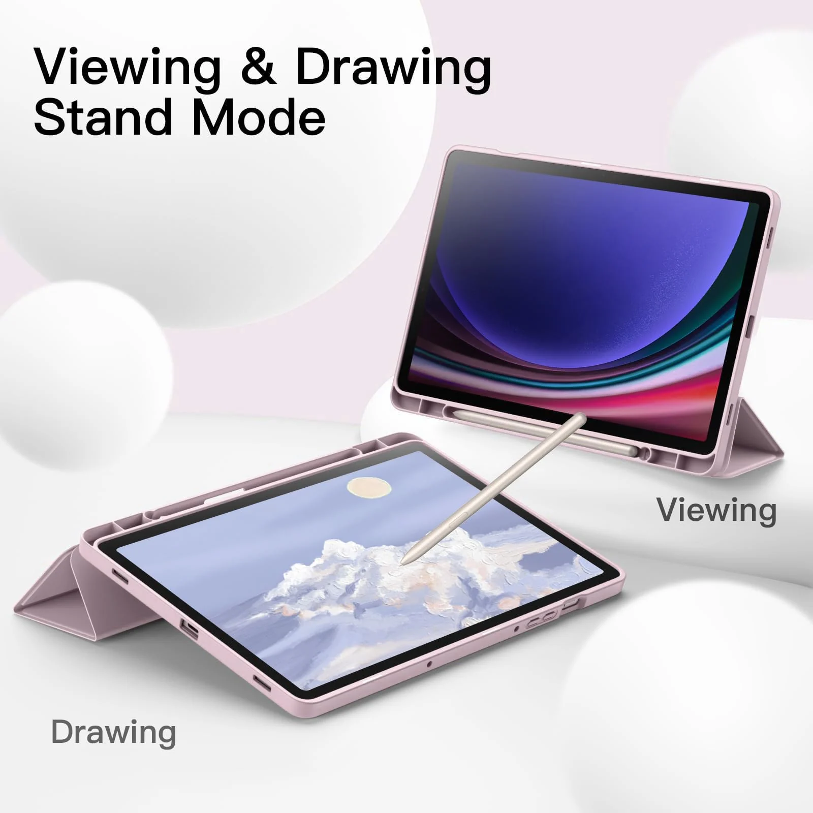 DL3 Mobilak Smart Case For Xiaomi Redmi Pad SE 11 inch Tablet 2023 Cover with Pencil Holder, Soft TPU Smart Stand Back Cover Auto Wake/Sleep - Rose Gold