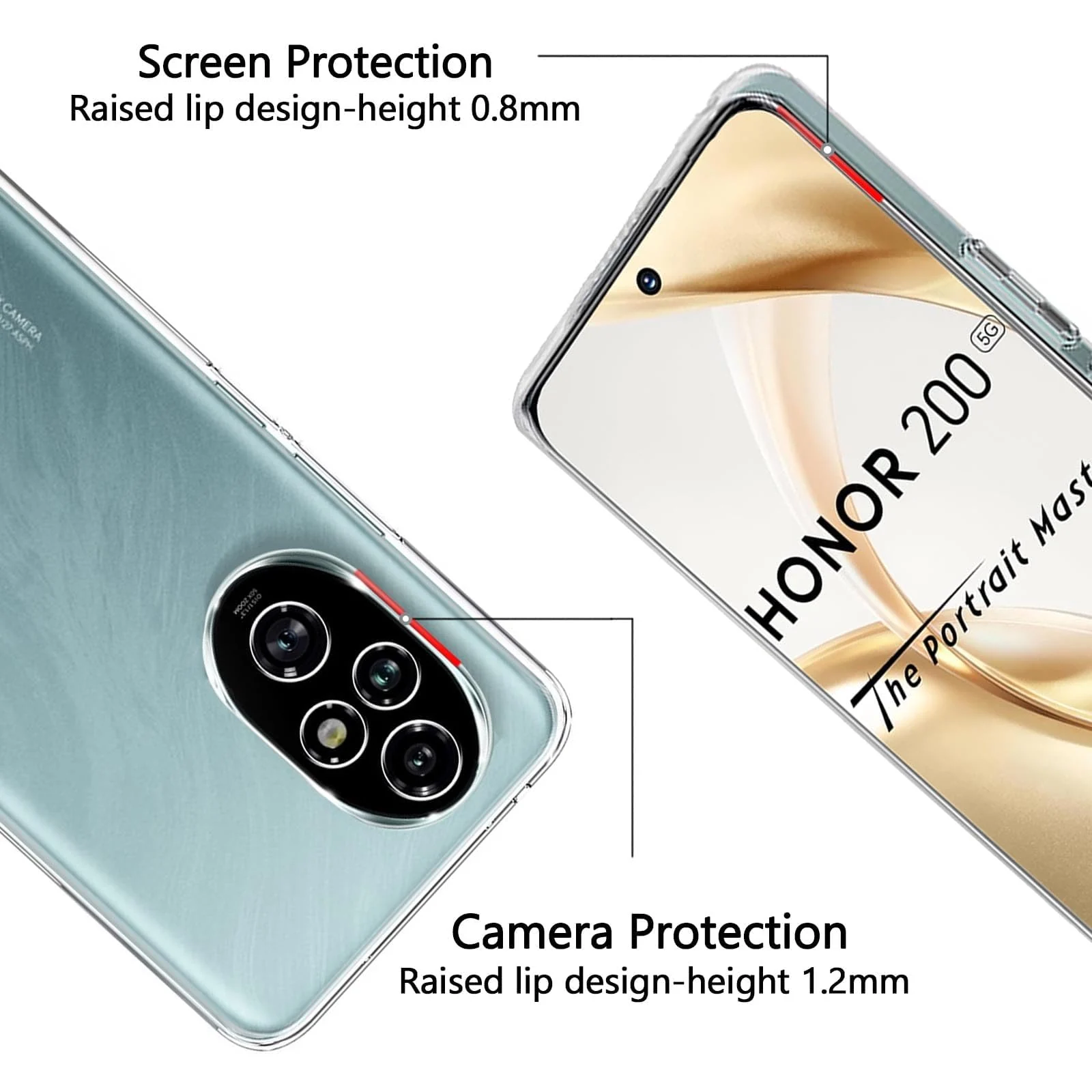 DL3 Mobilak Case Compatible with Honor 200 5G Case Crystal Soft TPU Gel Case Flexible Silicone Anti-Scratch Camera Protection TPU Cover - Clear