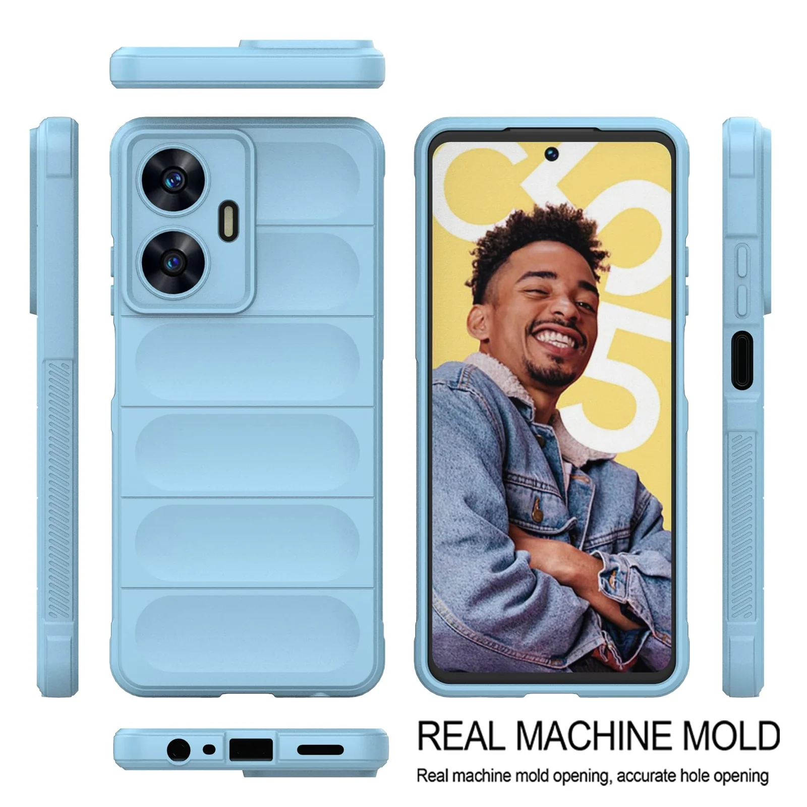 DL3 Mobilak Flexible Silicone and TPU Protective Case with Camera Protection for realme C55 / Narzo N55 - Baby Blue