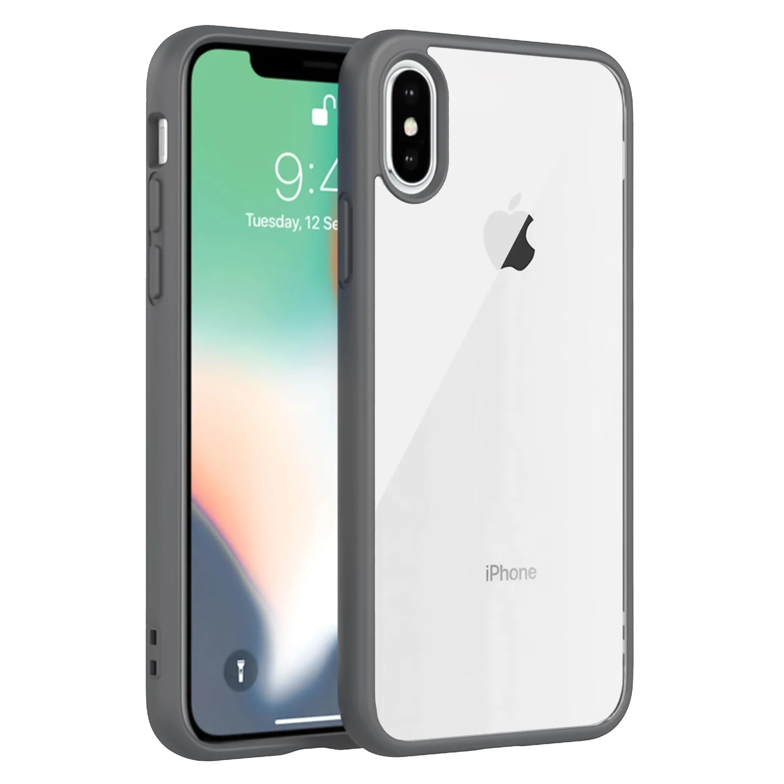 DL3 Mobilak Clear PC and TPU Protective Case for iPhone XS Max with Shockproof Design and Anti-Yellowing Design - Dark Gray
