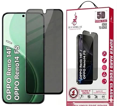 DL3 Mobilak OPPO Reno 14F / OPPO Reno14 FS Privacy Screen Protector, Does not support fingerprint, Anti-Spy 9H Hardness Tempered Glass Film [Case Friendly] [Bubble Free] - Black