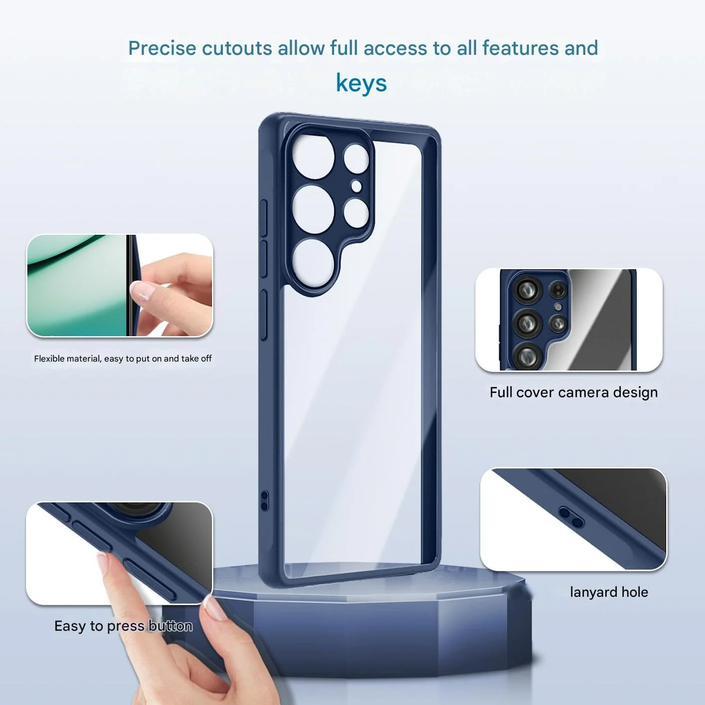 DL3 Mobilak Clear PC and TPU Protective Case for Samsung Galaxy S25 Ultra 5G with Camera Protection and Military-Grade Protection - Blue
